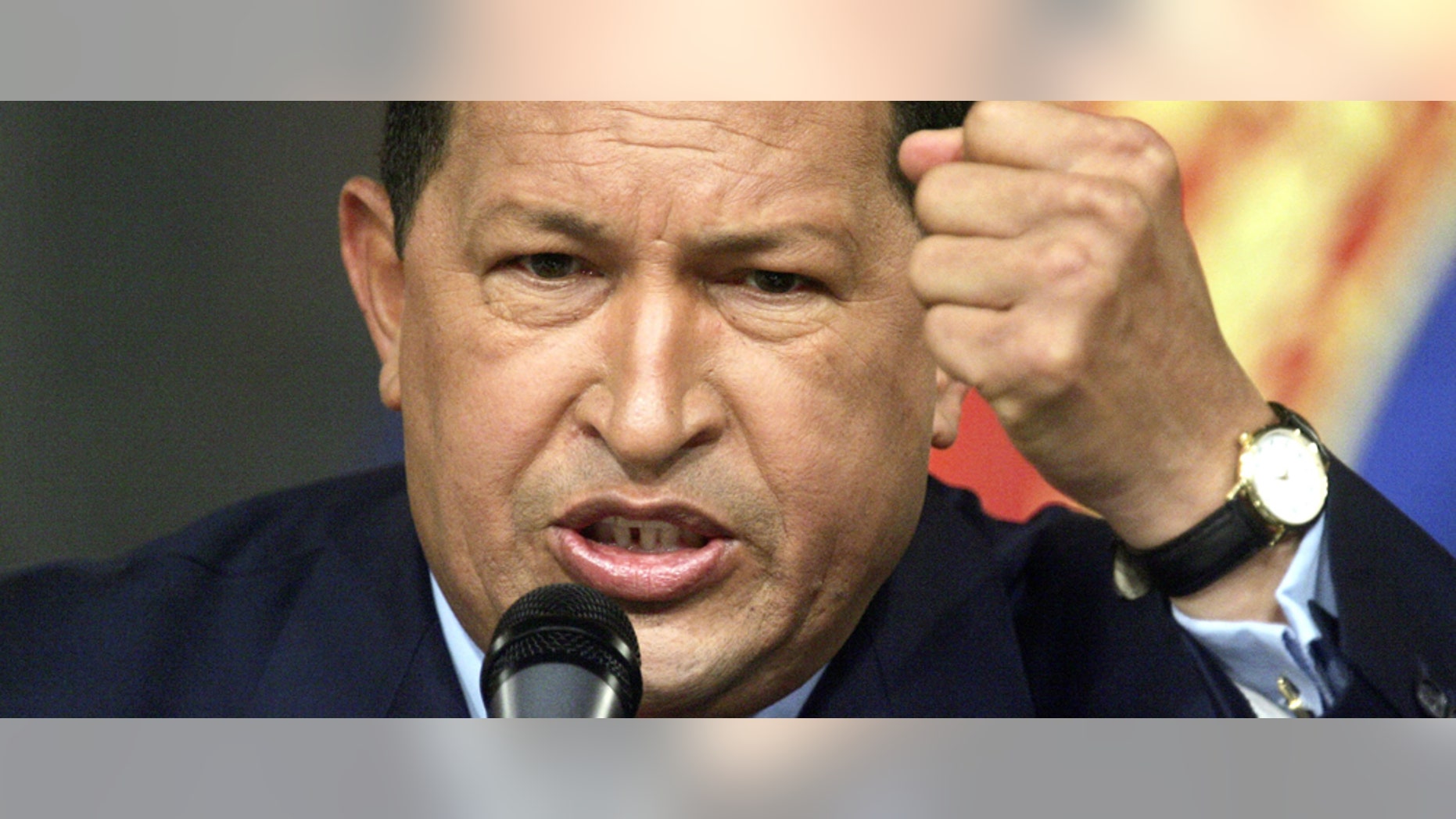 CARACAS, VENEZUELA - DECEMBER 05: Venezuelan President Hugo Chavez speaks at a press conference in Miraflores Palace December 5, 2006 in Caracas, Venezuela. Chavez was officially declared the re-elected president by electoral authorities today after defeating challenger Manuel Rosales in the December 3 election. (Photo by Mario Tama/Getty Images)