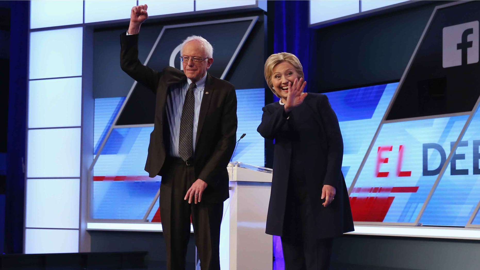 Presidential candidates Senator Bernie Sanders and Hillary Clinton on March 9, 2016 in Miami.
