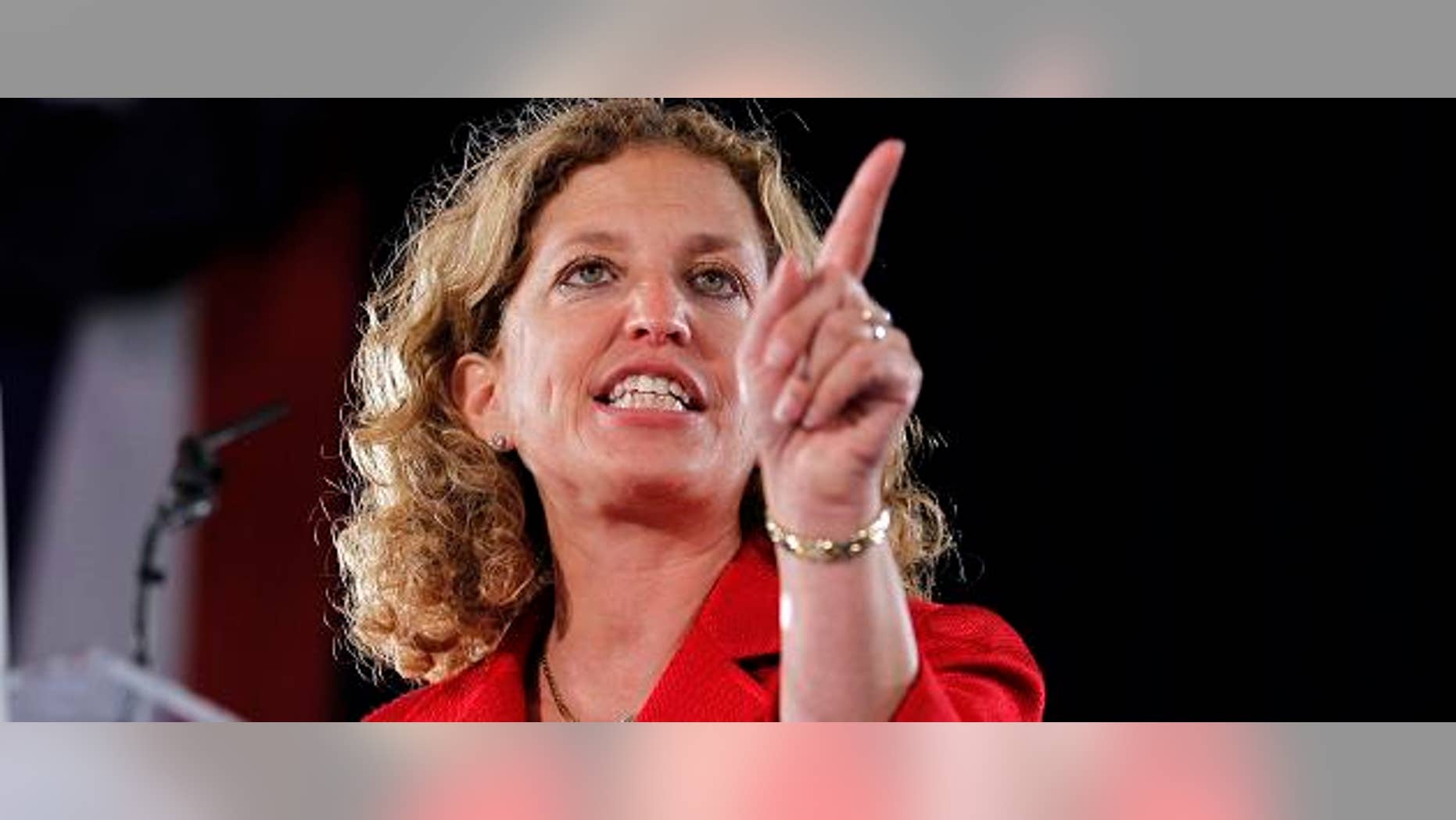 Rep. and Chair of the Democratic National Committee Debbie Wasserman Schultz speaks at a rally before first lady Michelle Obama came onstage in Fort Lauderdale, Fla., Aug. 22, 2012. (REUTERS/Joe Skipper)