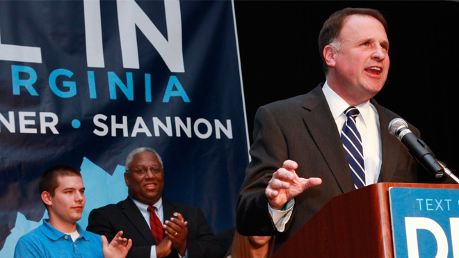 In photo from 2009, Gus Deeds, left, attends an election results event for his father, Democratic gubernatorial candidate and Virginia State Sen. Creigh Deeds, at right. (AP Photo/Jacquelyn Martin) (AP2009)