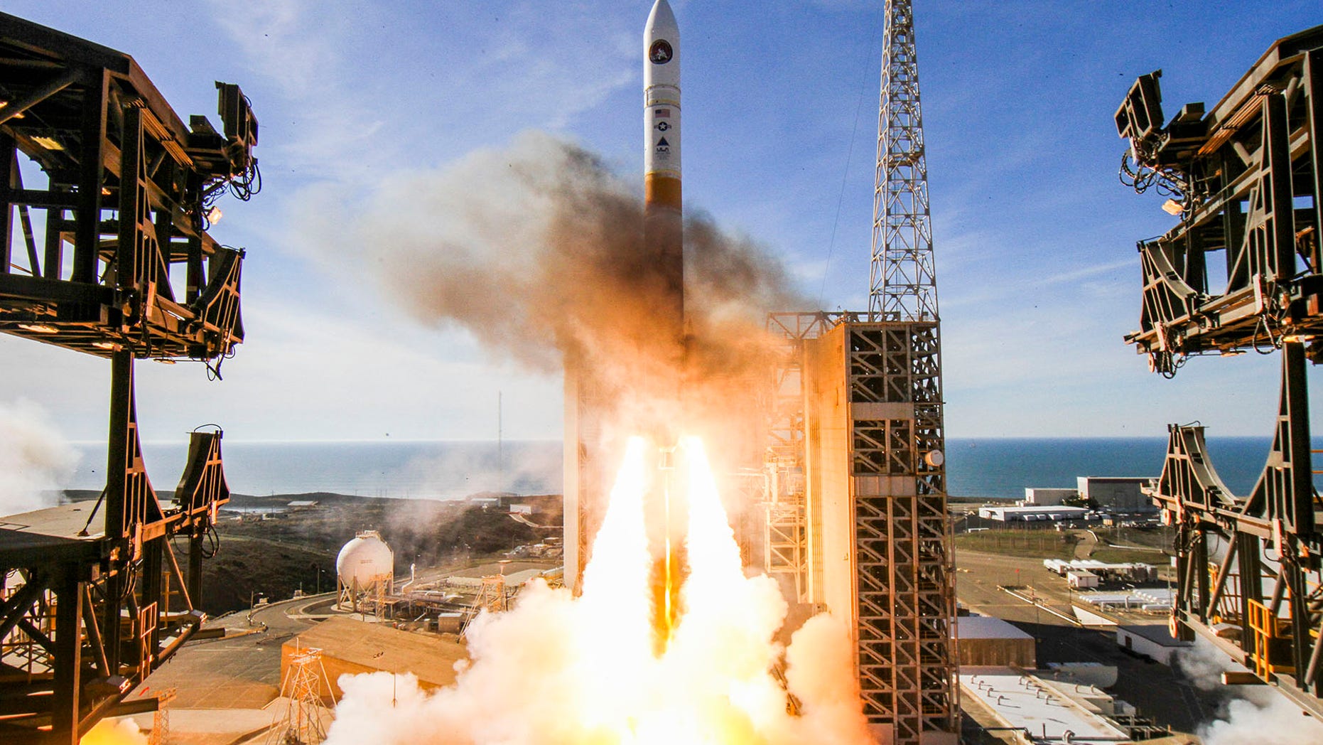 A United Launch Alliance Delta IV rocket carrying the classified NROL-47 spy satellite launches from Space Launch Complex-6 at Vandenberg Air Force Base in California on Jan. 12, 2018.