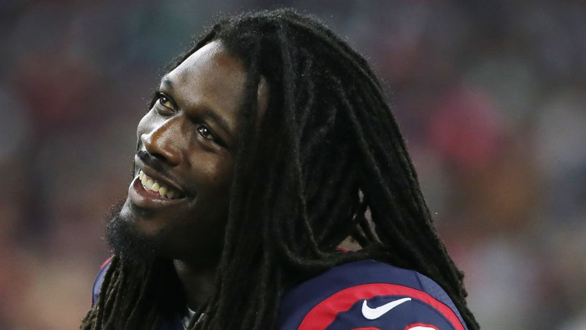 HOUSTON, TX - AUGUST 22: Jadeveon Clowney #90 of the Houston Texans waits on the sidelines in the first half of their game against the Denver Broncos at NRG Stadium on August 22, 2015 in Houston, Texas. (Photo by Scott Halleran/Getty Images)