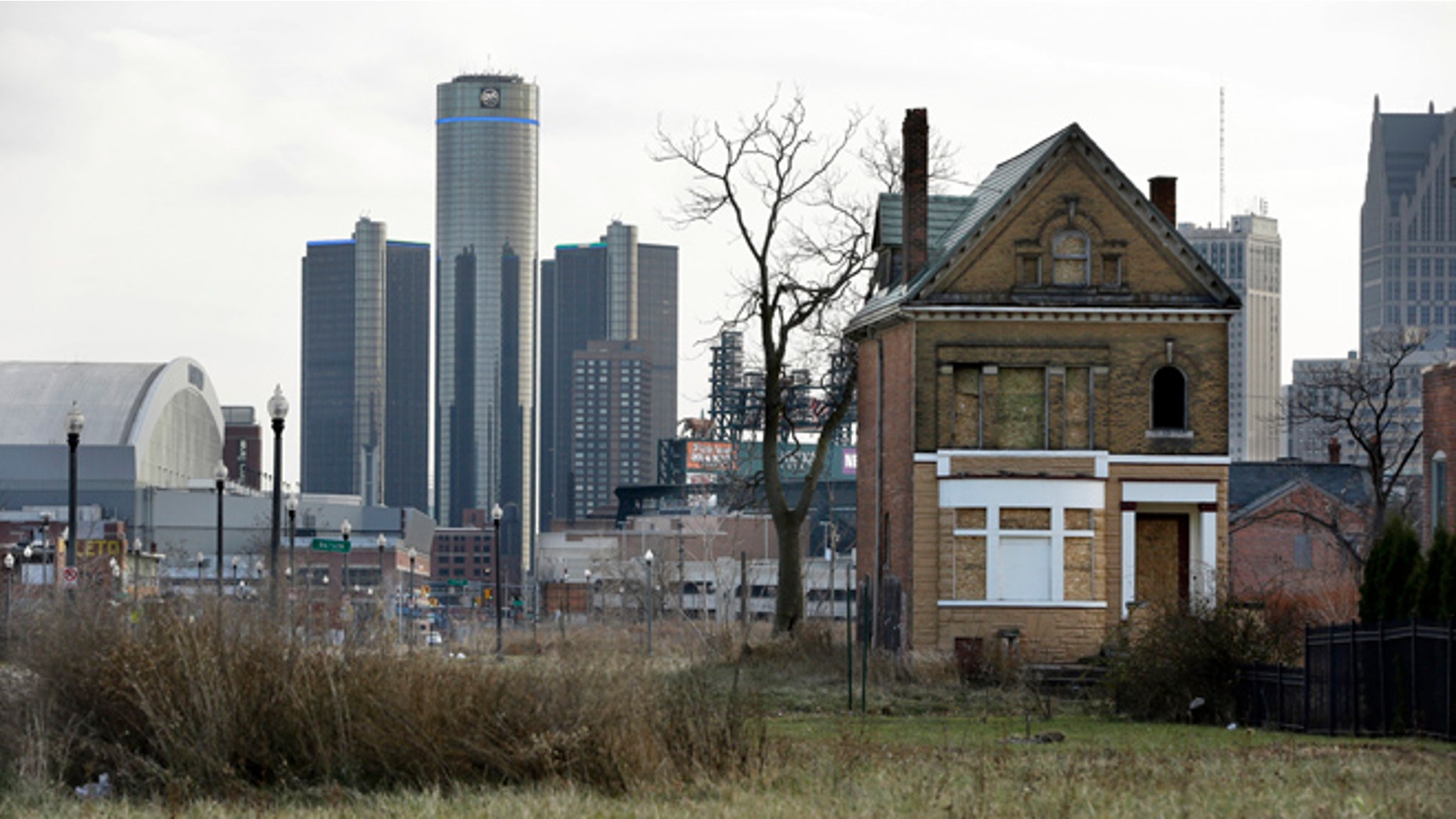 Dec. 2, 2013: Shown in the background is downtown Detroit.