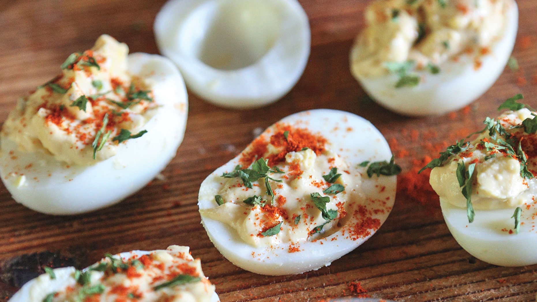 Chef Eddie Hernandez says he "can't get enough" of this spicy twist on deviled eggs.