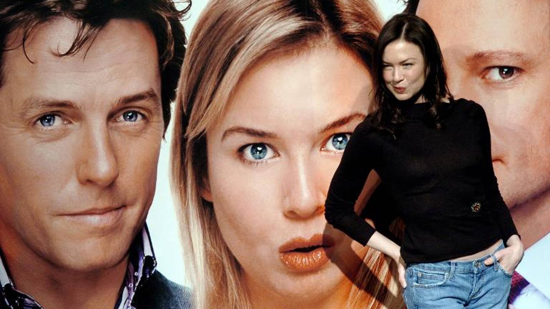 Actress Renee Zellweger poses in front of a poster for filme " Bridget Jones: The Edge of Reason " in Taipei, December 3, 2004