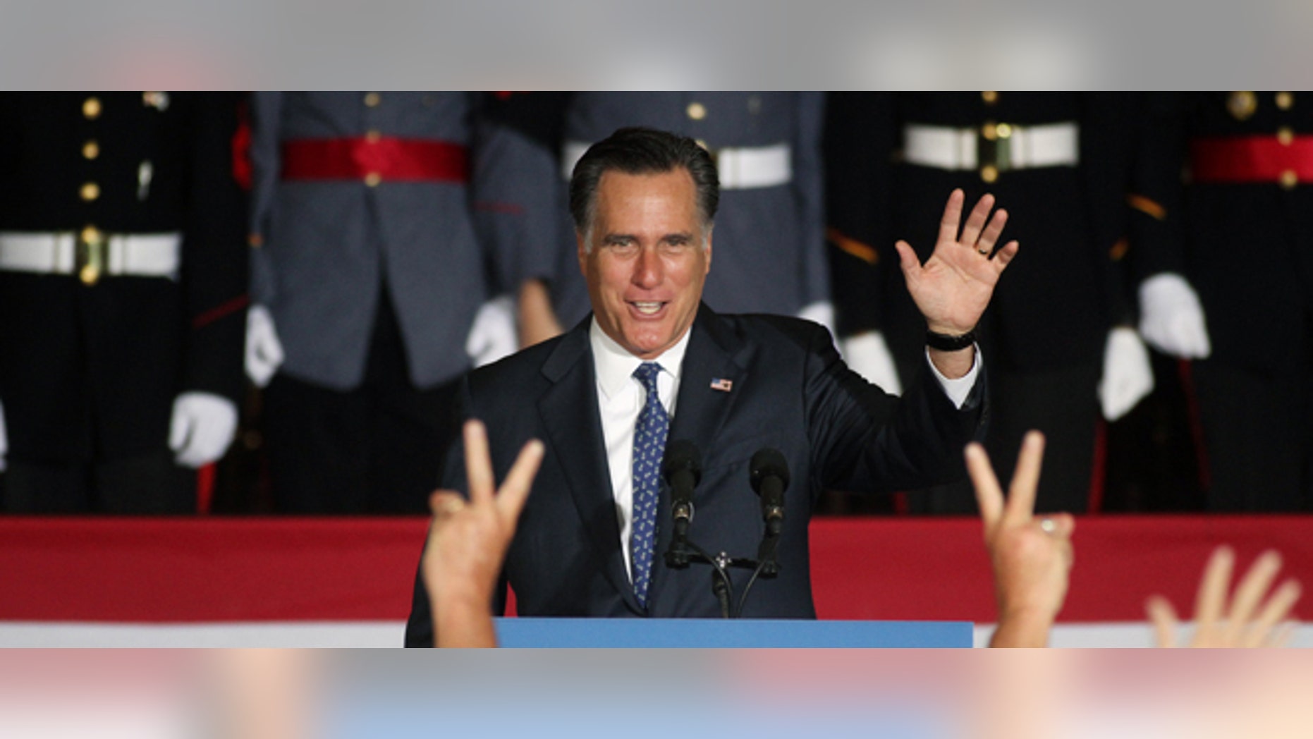 WAYNE, PA - SEPTEMBER 28: Republican U.S. presidential candidate and former Massachusetts Governor Mitt Romney speaks during a rally at Valley Forge Military Academy and College September 28, 2012 in Wayne, Pennsylvania. Romney continued to campaign for his run for the White House in the battleground state of Pennsylvania. (Photo by Jessica Kourkounis/Getty Images)