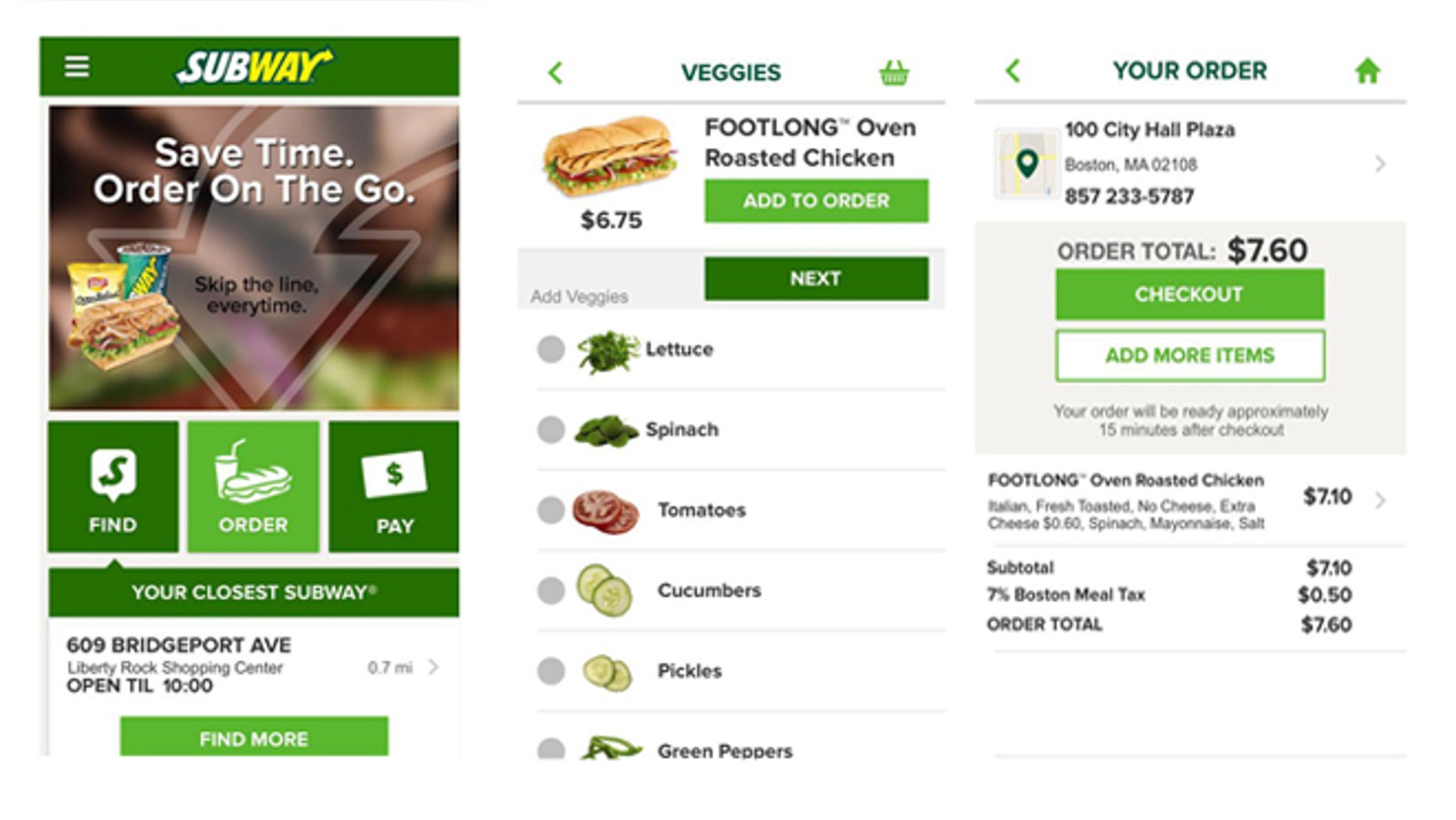 Subway mobile ordering allows customers to pay ahead.