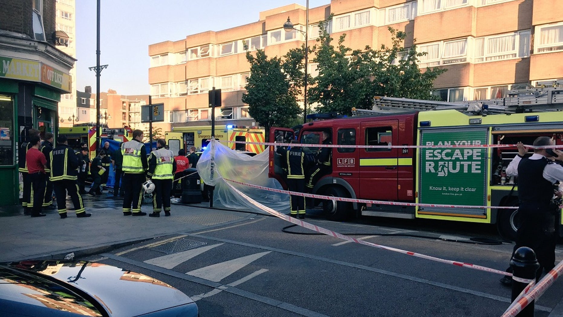 Tower Hamlets police were at the scene for two suspected acid attacks in east London on Tuesday.
