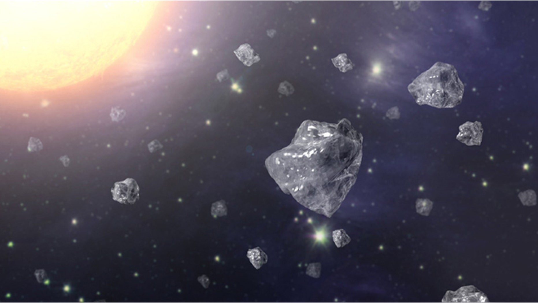An artist's conception of a multitude of tiny diamonds next to a hot star.
