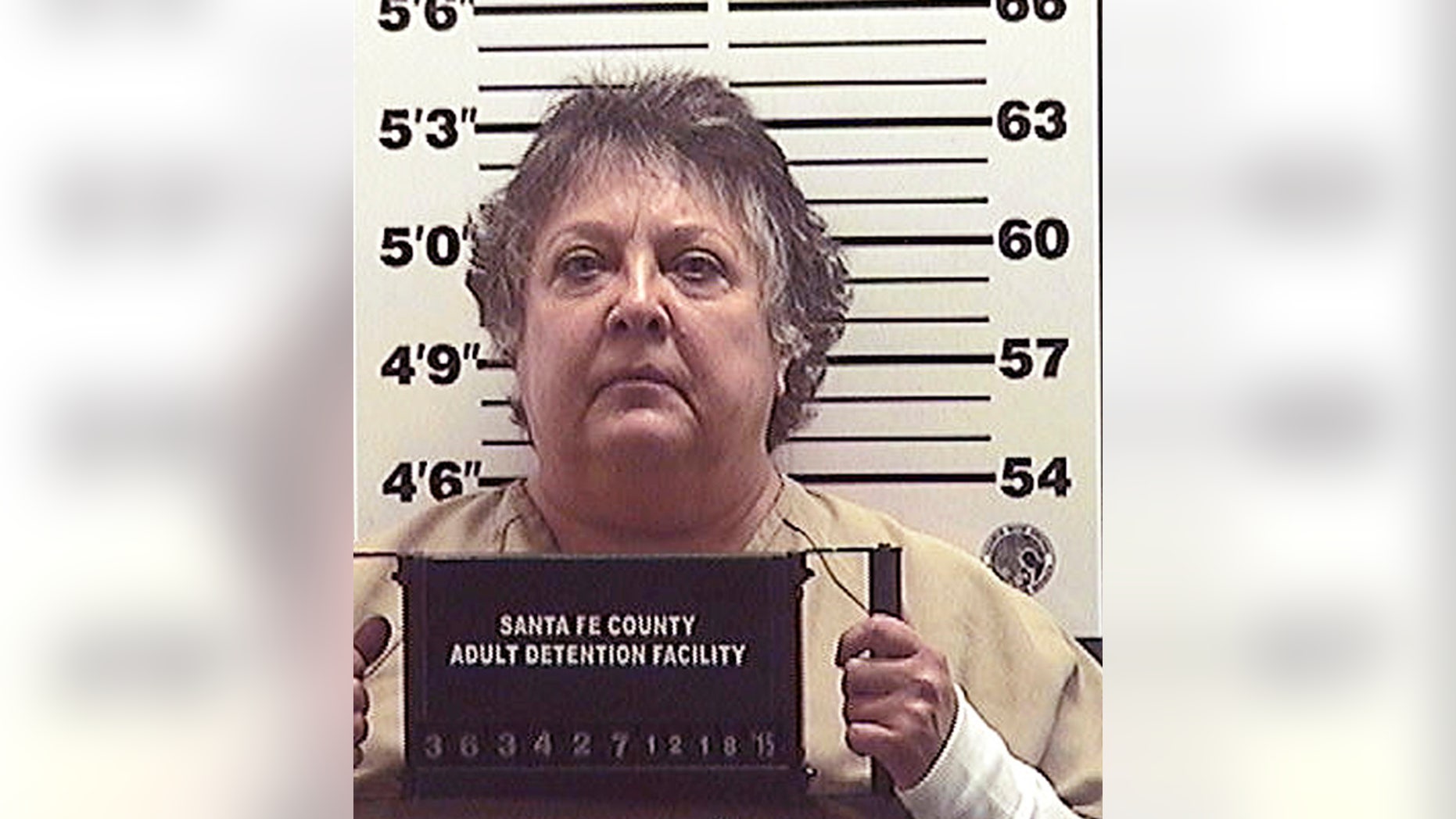 FILE - This Dec. 18, 2015 file photo provided by the Santa Fe County Jail shows former New Mexico Secretary of State Dianna Duran. Duran was released Sunday, Jan. 17, 2016, from a Santa Fe County jail after a 30-day sentence for using political campaign funds to fuel a gambling spree. (Santa Fe County Jail via AP, File)