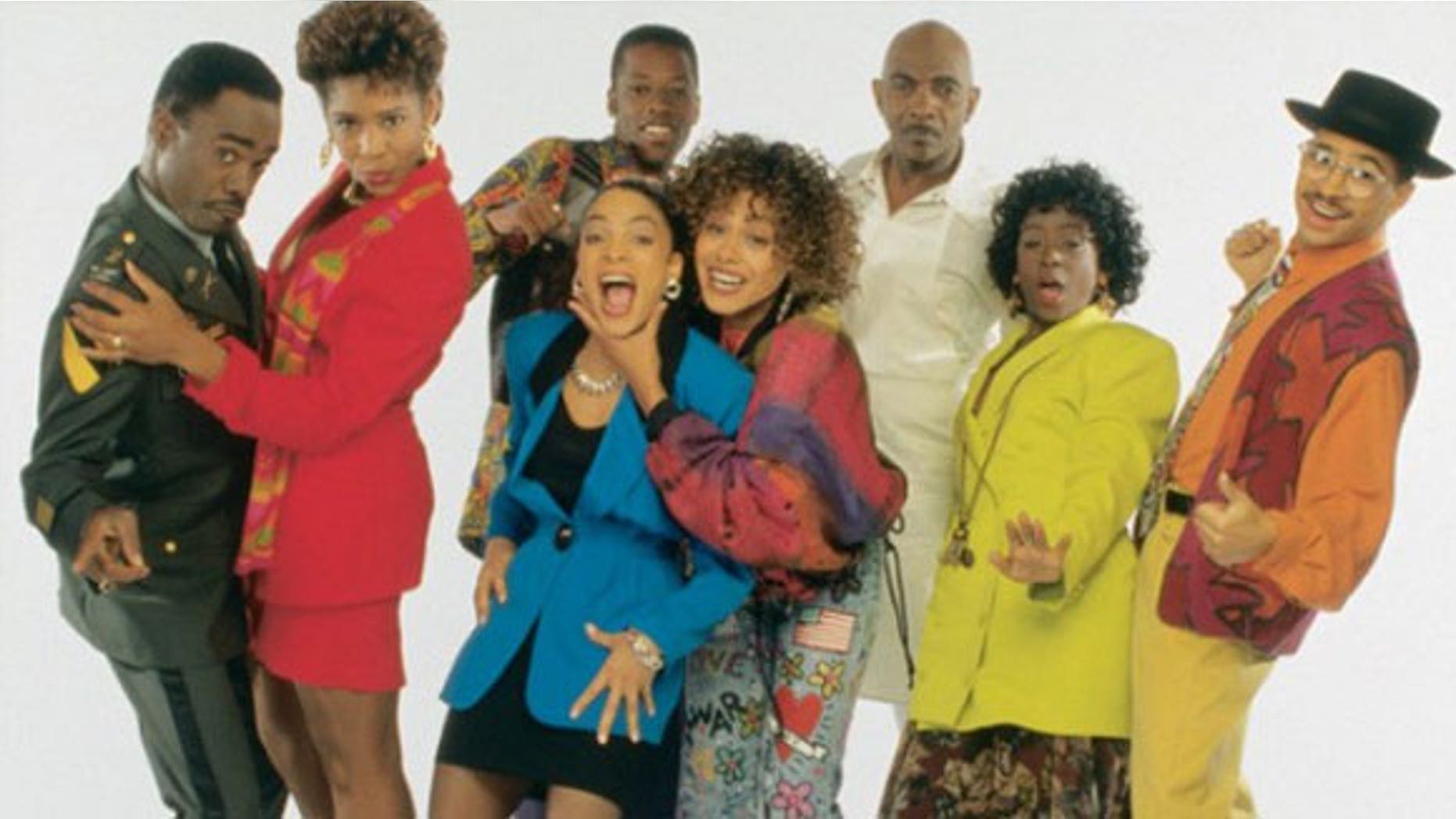 Lou Myers (third from right) and the cast of 'Different World.'