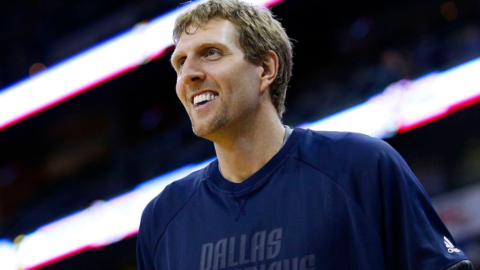 NEW ORLEANS, LA - MARCH 29: Dirk Nowitzki #41 of the Dallas Mavericks reacts during a game against the New Orleans Pelicans at the Smoothie King Center on March 29, 2017 in New Orleans, Louisiana. NOTE TO USER: User expressly acknowledges and agrees that, by downloading and or using this photograph, User is consenting to the terms and conditions of the Getty Images License Agreement. (Photo by Jonathan Bachman/Getty Images)