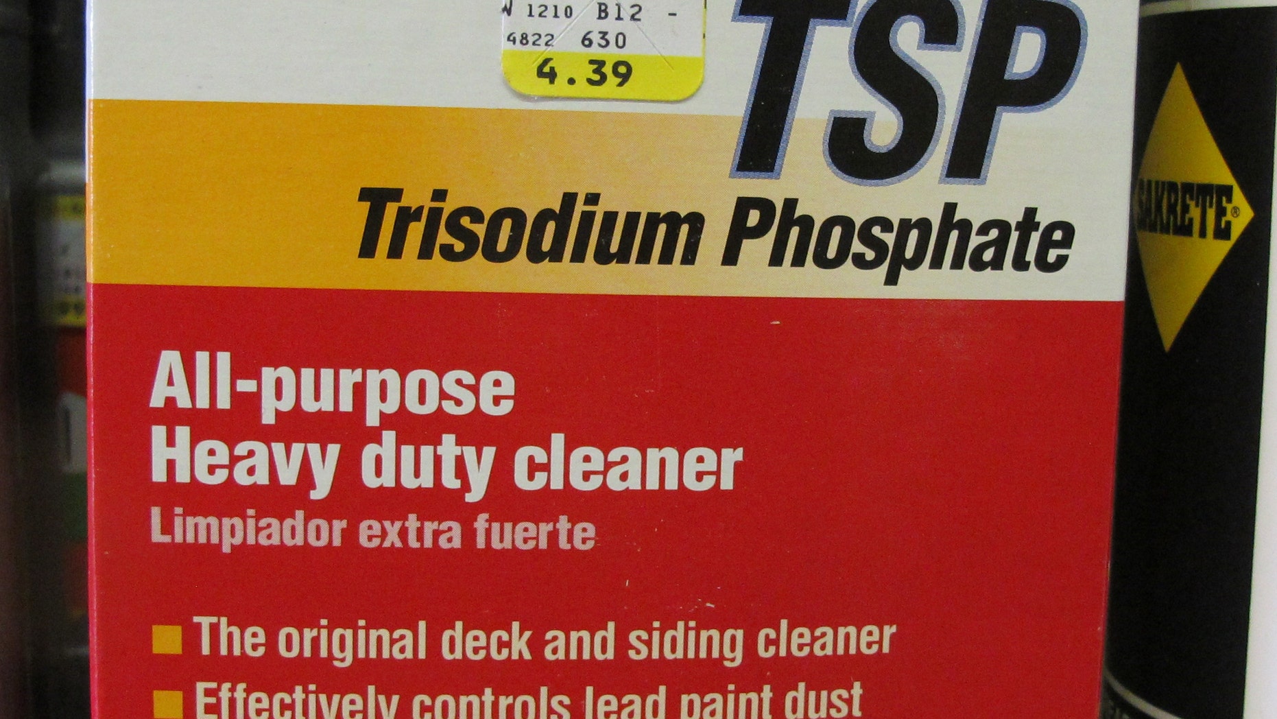 A phosphate compound used for heavy duty cleaning sold at True Value Hardware. An example of some of the products people are buying to add to their detergent.