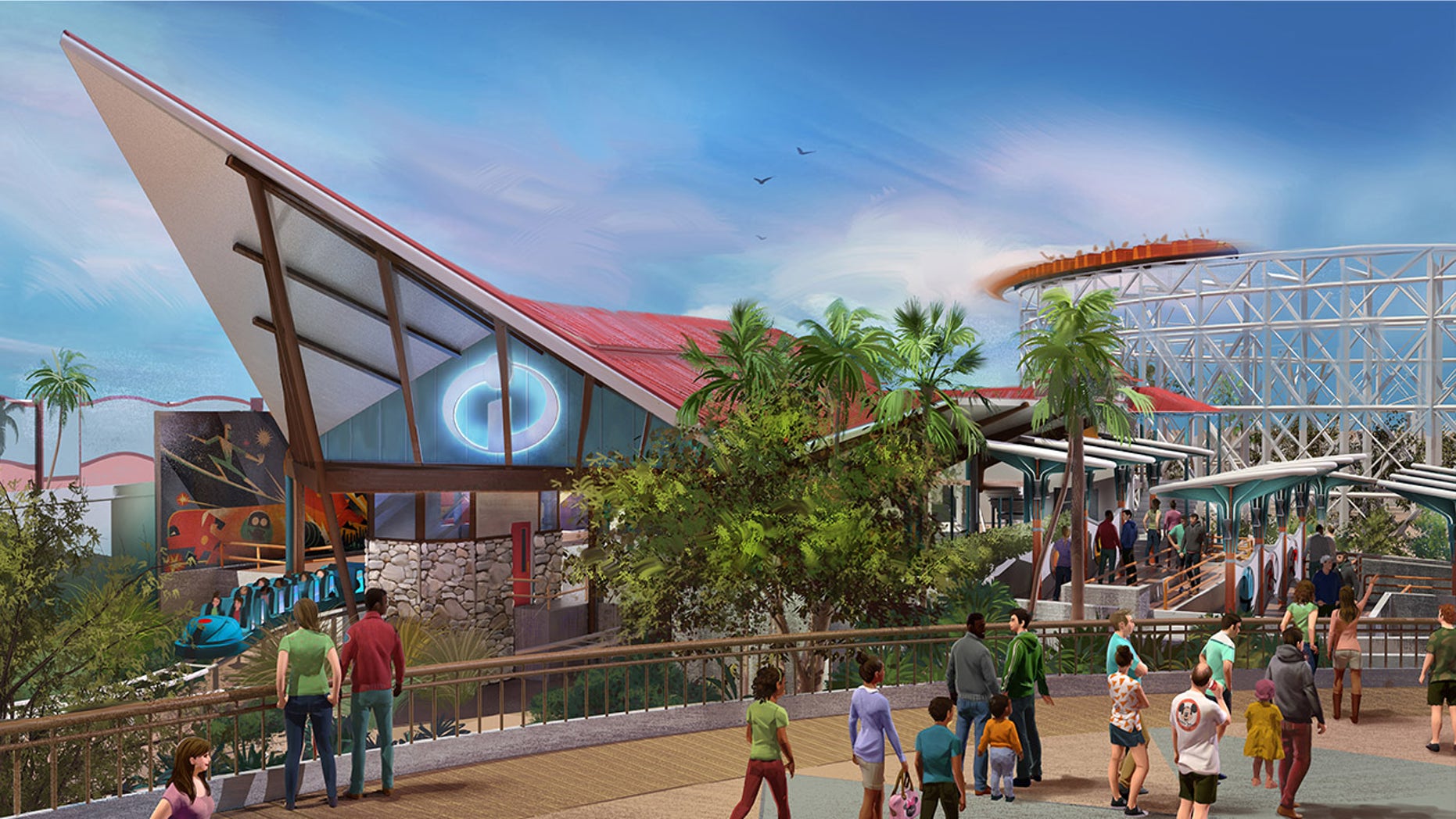 An illustration of the planned “The Incredibles” roller coaster.