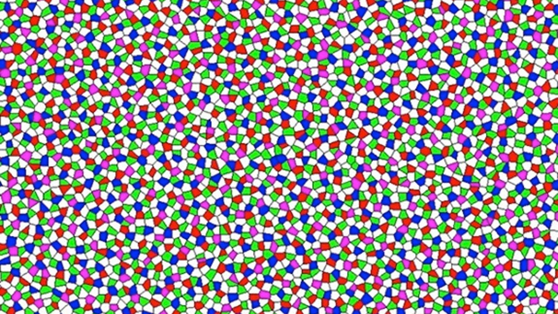 This diagram depicts the spatial distribution of the five types of light-sensitive cells known as cones in the chicken retina. Scientists have proposed that this arrangement could be a new state of matter, called disordered hyperuniformity.