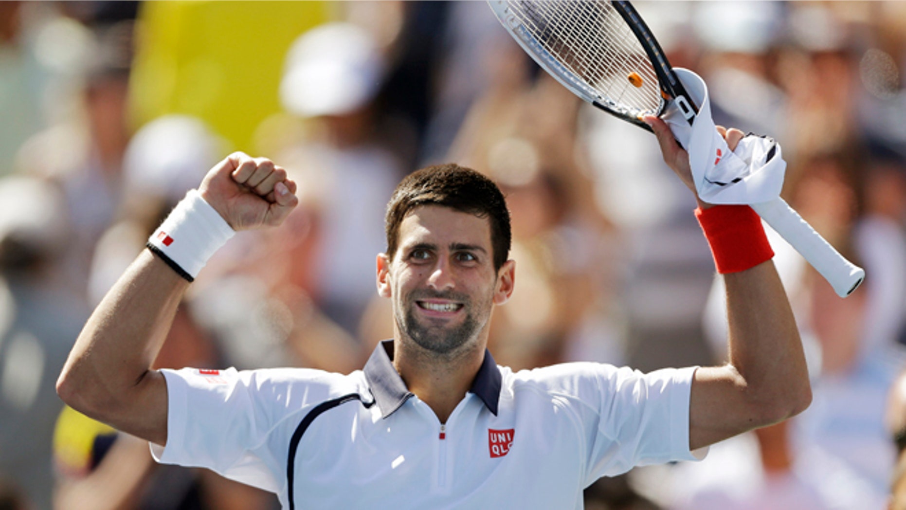September 9, 2012: Novak Djokovic of Serbia reacts after beating Spain's David Ferrer during a semifinal match at the 2012 US Open tennis tournament in New York.