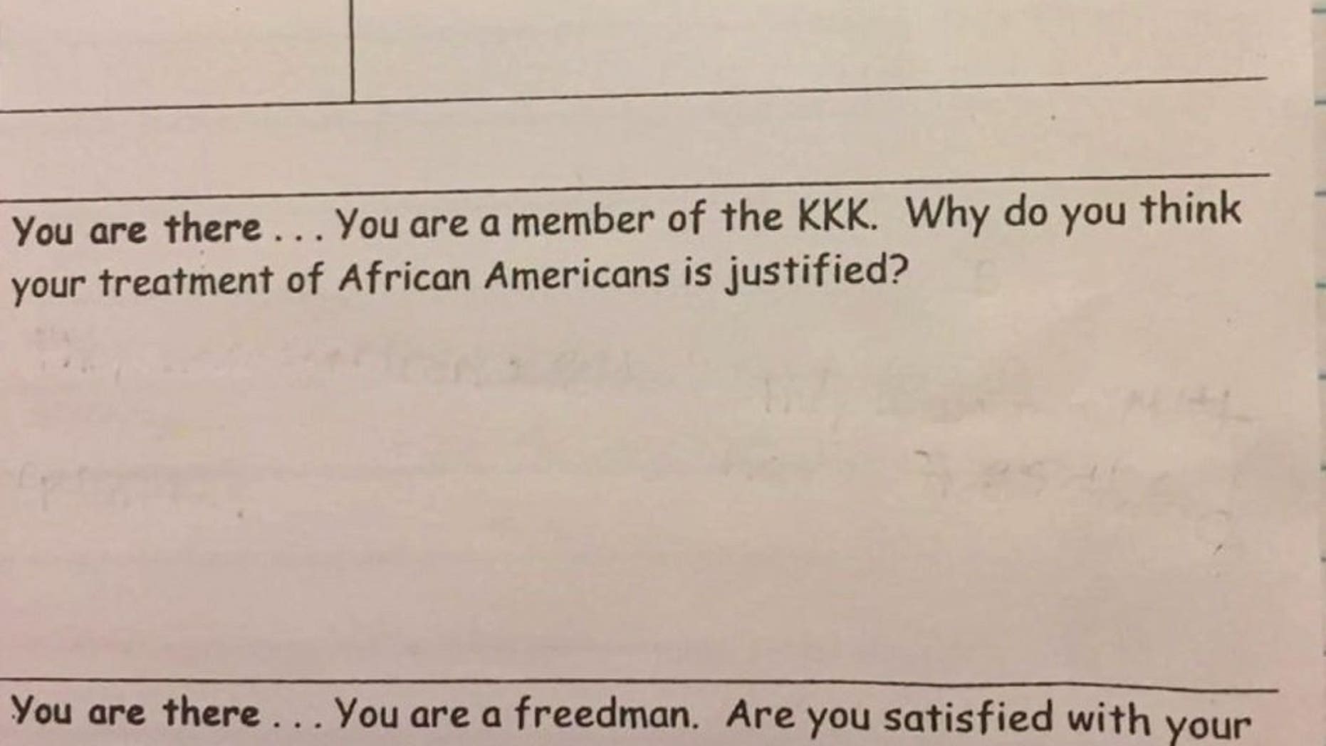 A South Carolina teacher was placed on administrative leave over a homework question about the Ku Klux Klan.