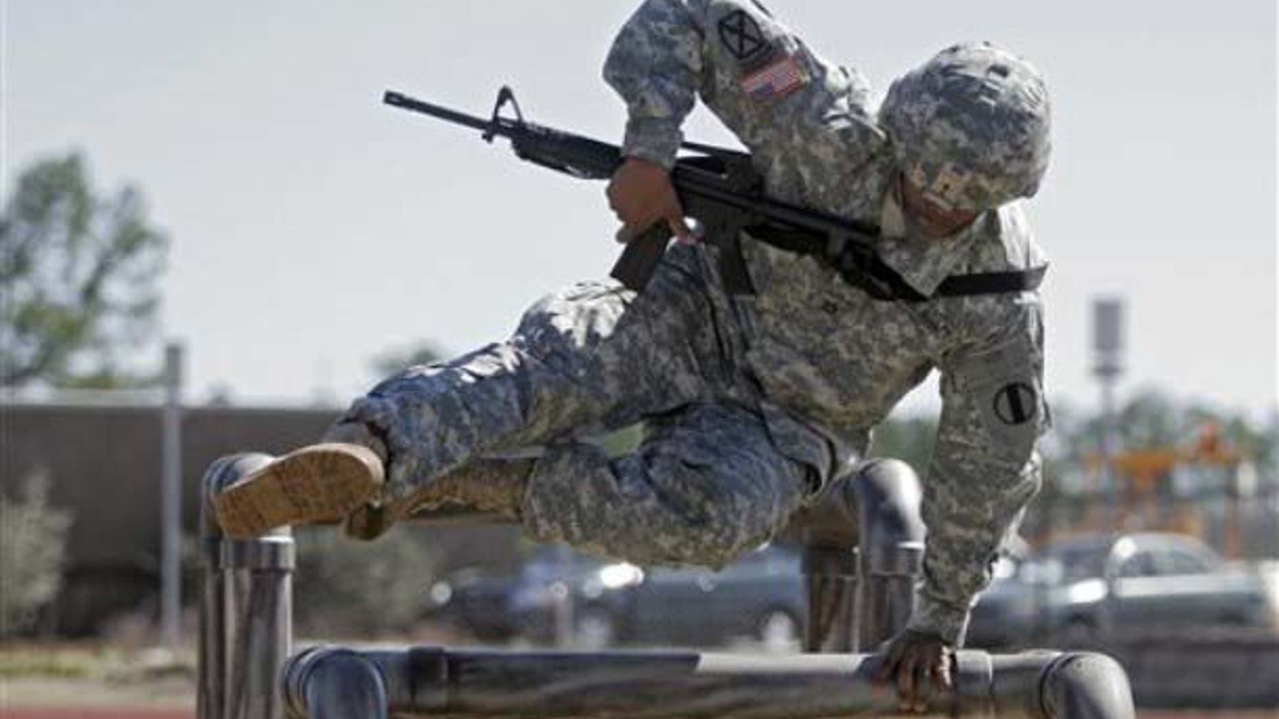 A soldier participating in physical training.