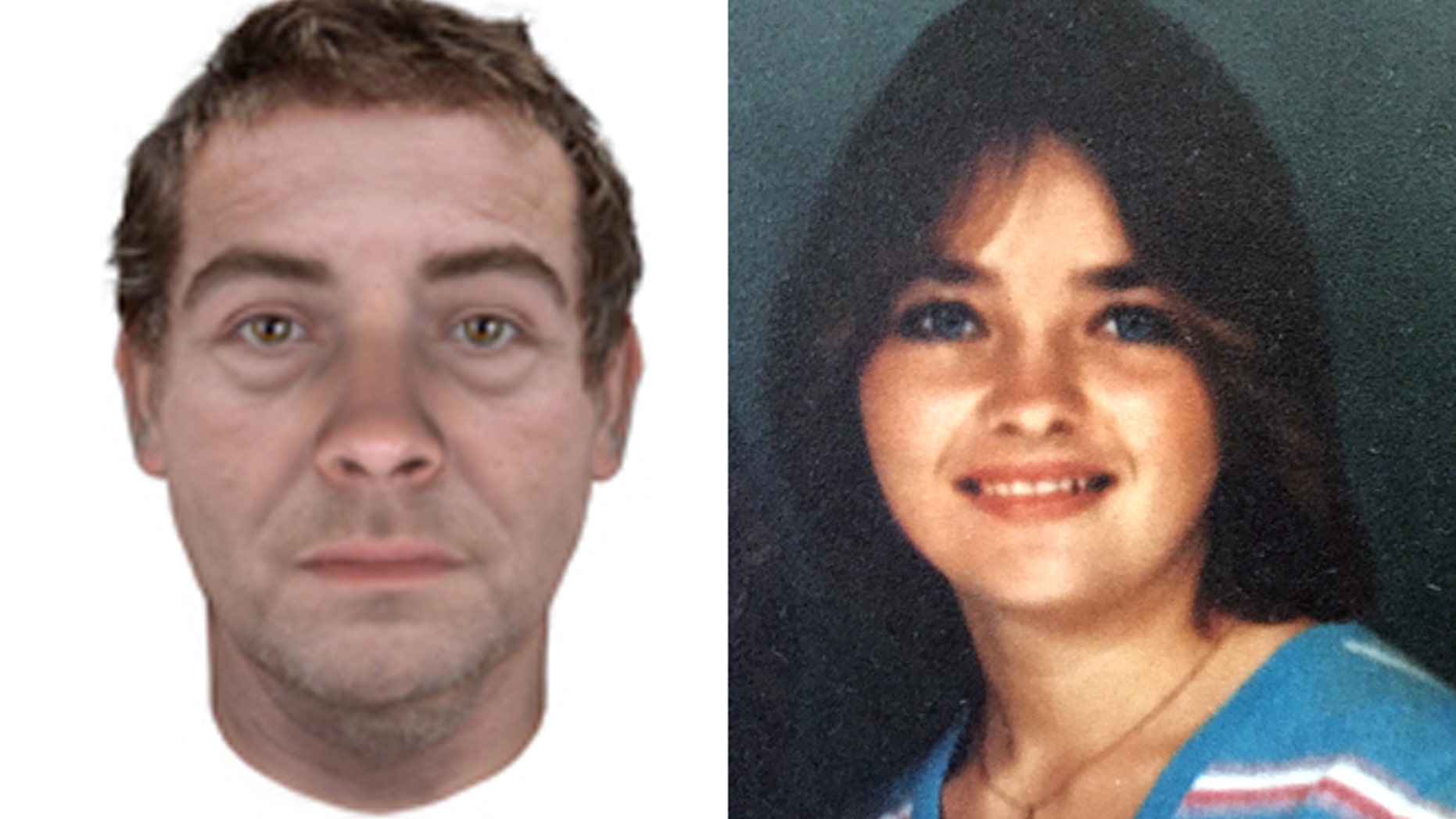 Investigators used DNA samples to reconstruct the face of the man who killed Spc. Darlene Krashoc, right.