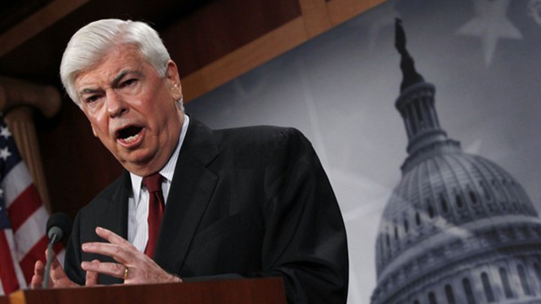 Sen. Chris Dodd unveils his financial reform bill on Capitol Hill March 15. (Reuters Photo)