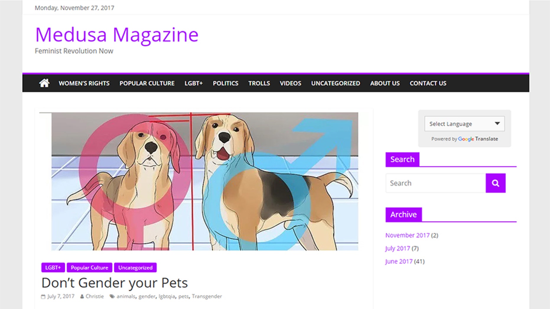 Medusa Magazine has been a joke designed to mock feminists, according to the site's creator.