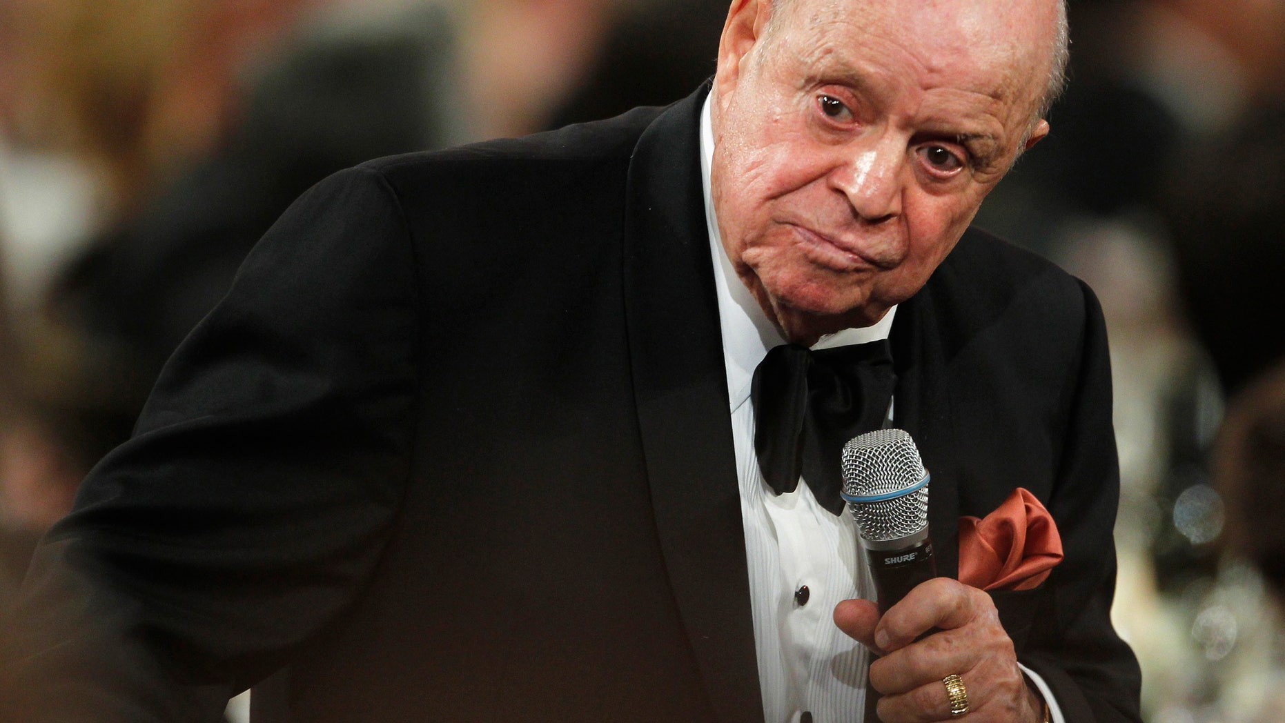 June 7, 2012. Comedian Don Rickles speaks in tribute at the TV Land cable channel taping of the AFI Life Achievement Award honoring actress Shirley MacLaine in Los Angeles.