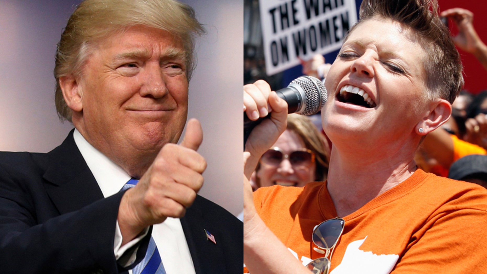 President Donald Trump (left) and Dixie Chicks' Natalie Maines.