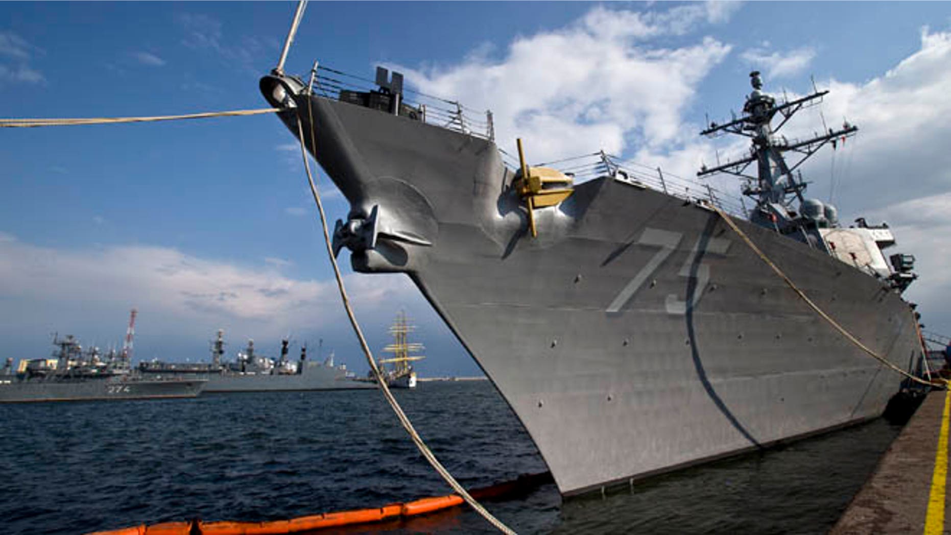 April 14, 2014: The USS Donald Cook is docked in the Black Sea port of Constanta, Romania.