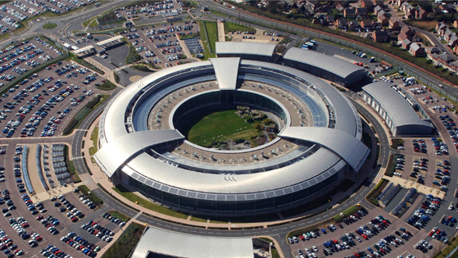 FILE: An aerial image of the Government Communications Headquarters (GCHQ) in Cheltenham, Gloucestershire.