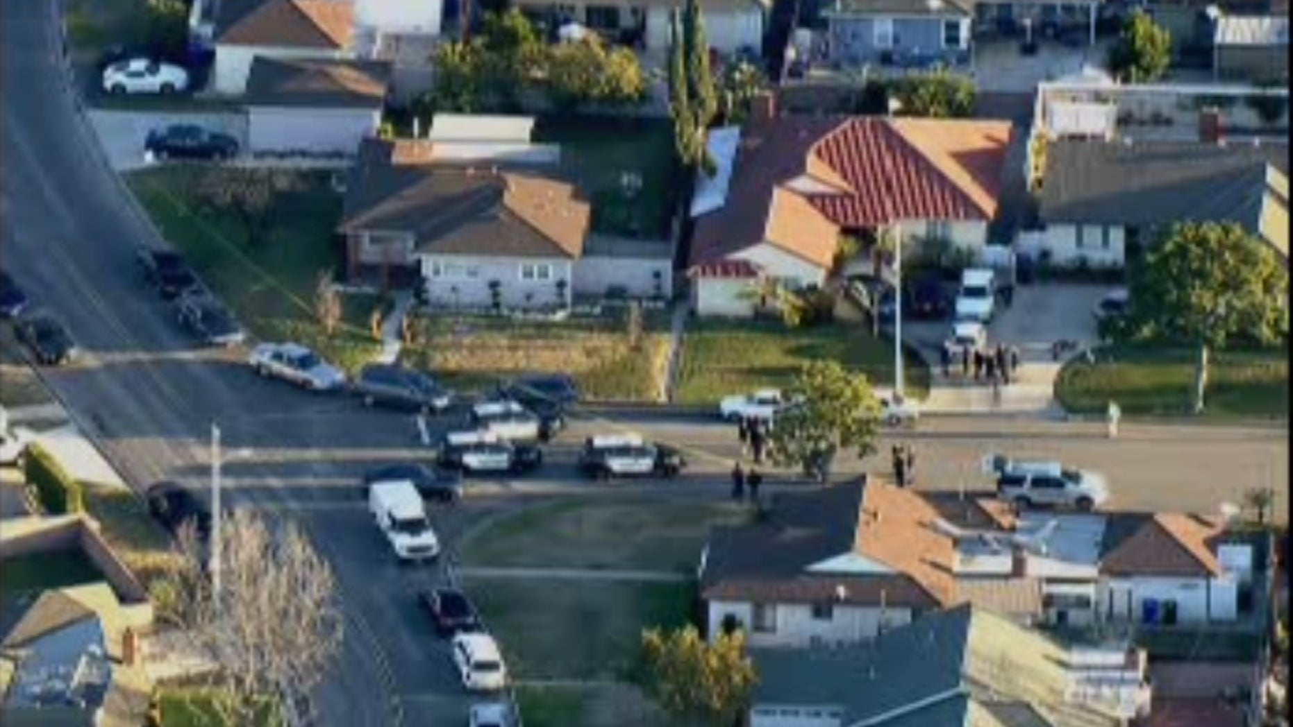 The scene at the home in Downey.