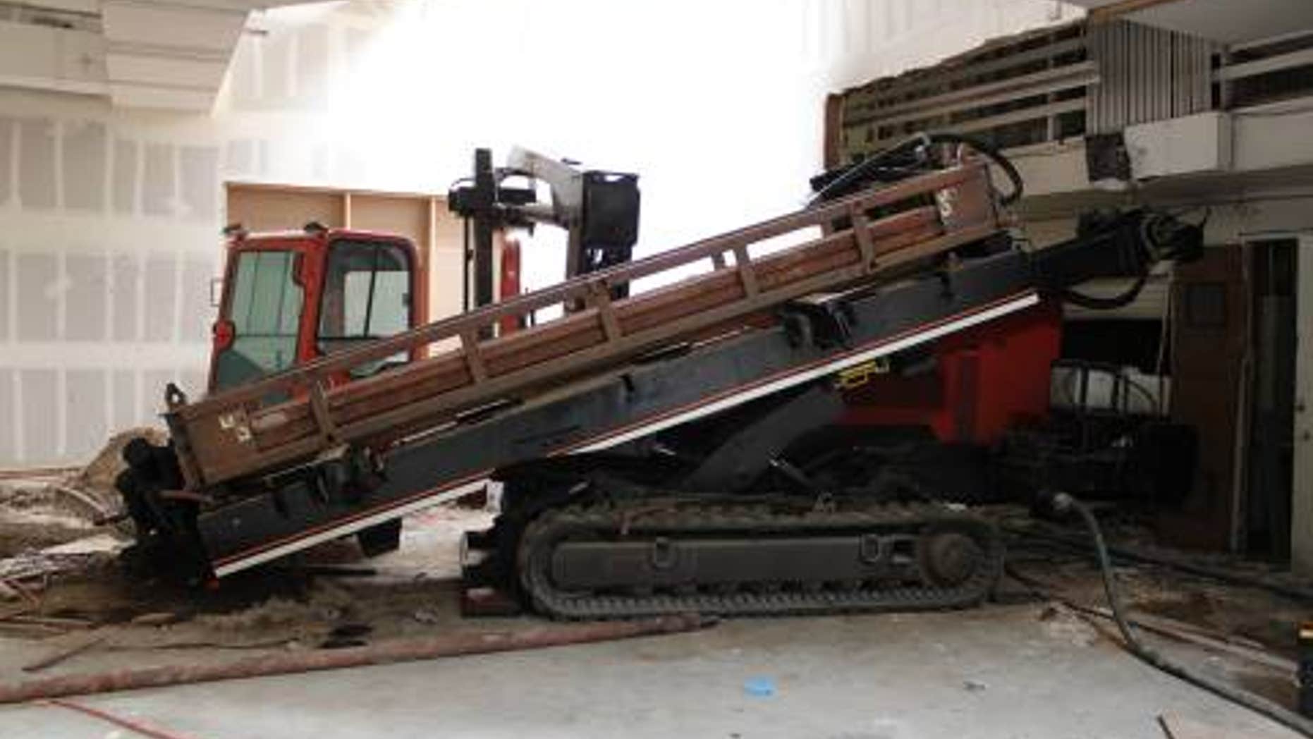 A horizontal-drilling machine was used to start construction of a drug-smuggling tunnel from a Calexico warehouse across the U.S.-Mexico border.