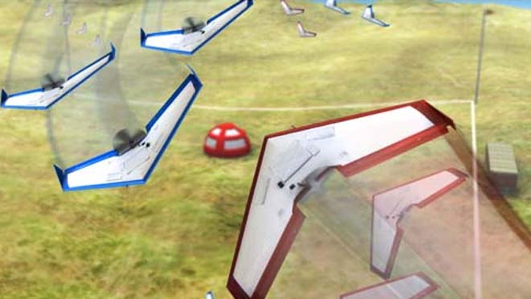 Shown here is an image depicting the Swarm vs. Swarm Grand Challenge Competition.