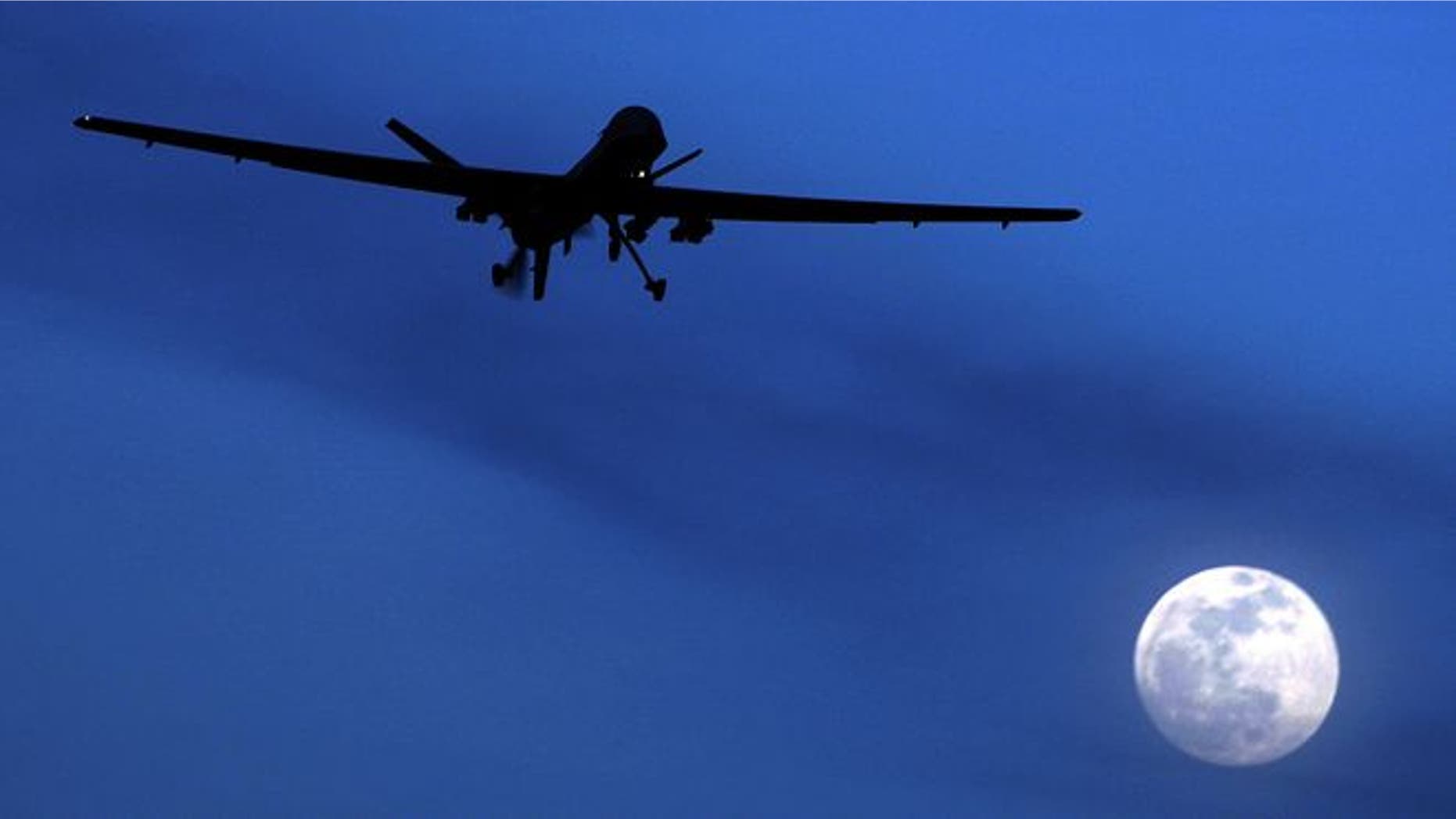 Jan. 31, 2010: An unmanned U.S. Predator drone flies over Kandahar Air Field, southern Afghanistan.