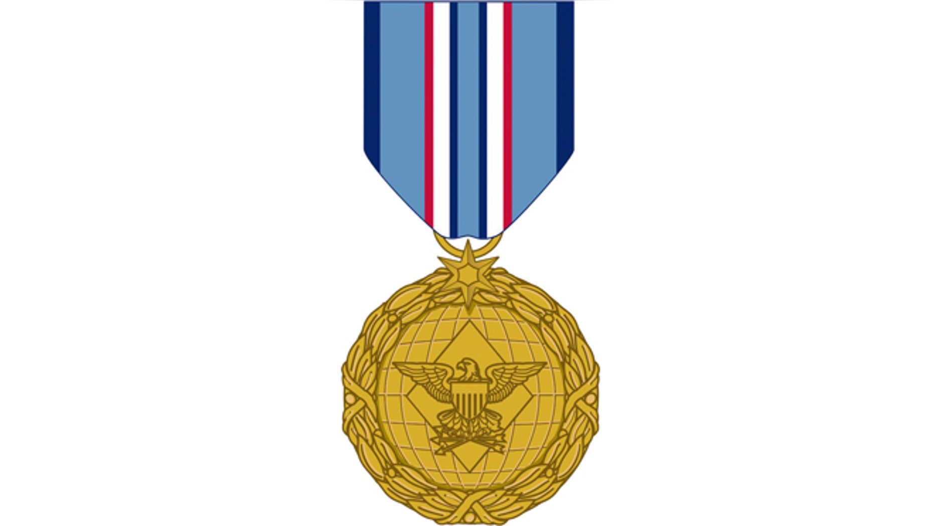 This image released by the Department of Defense shows the obverse view with ribbon of the newly announced Distinguished Warefare Medal.