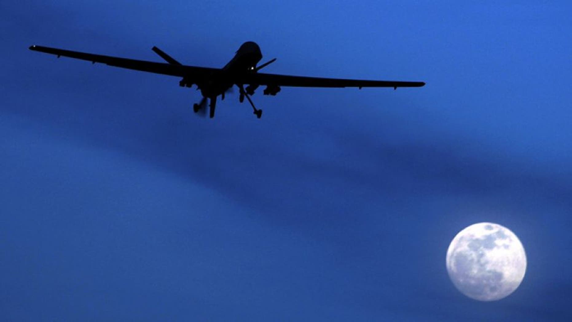 FILE: Jan. 31, 2010: An unmanned U.S. Predator drone flies over Kandahar Air Field, southern Afghanistan.