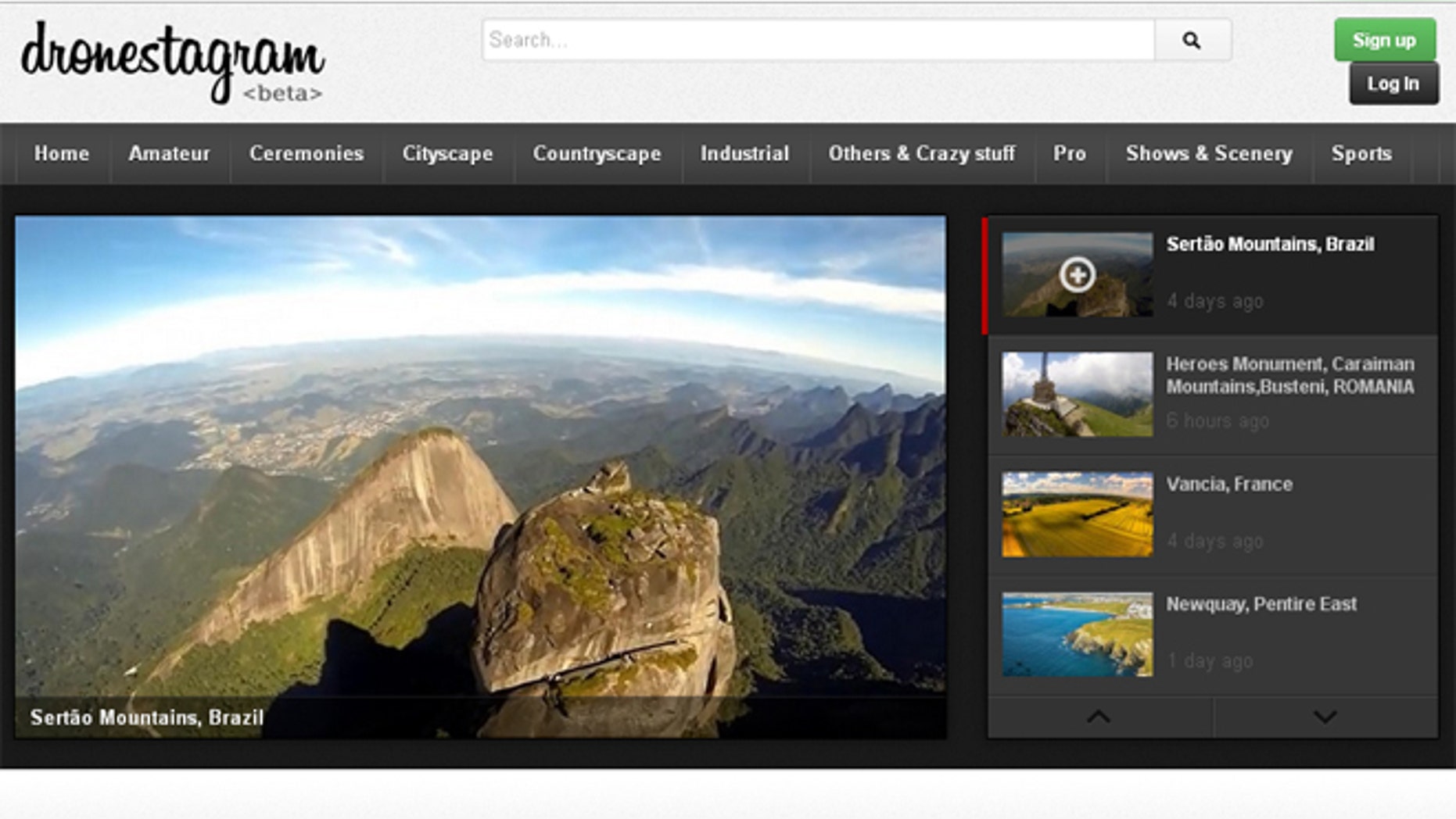 Dronestagr.am, a social networking site for drone photographers, is still in beta phase, but users can sign up to upload their photos.