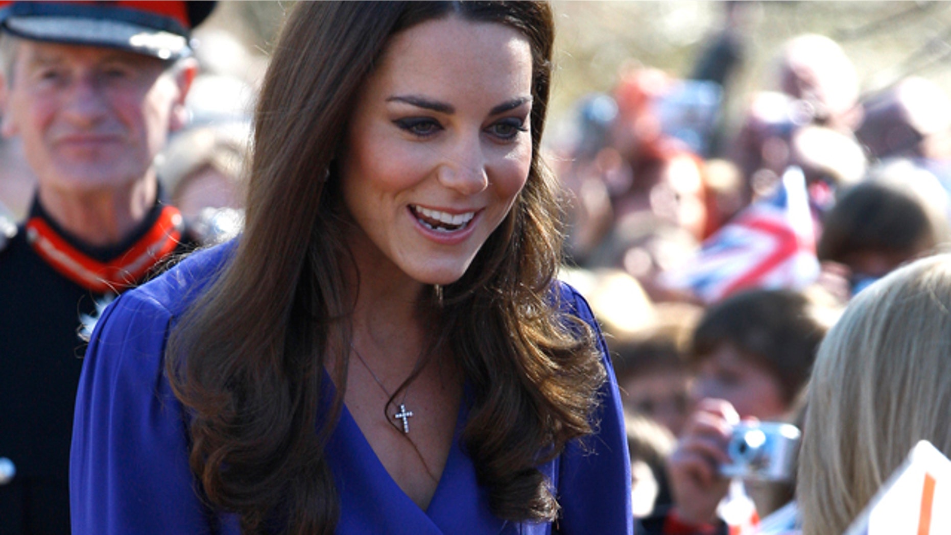 March 19, 2012: Britain's Duchess of Cambridge meets members of the public as she arrives at The Treehouse in Ipswich, England.