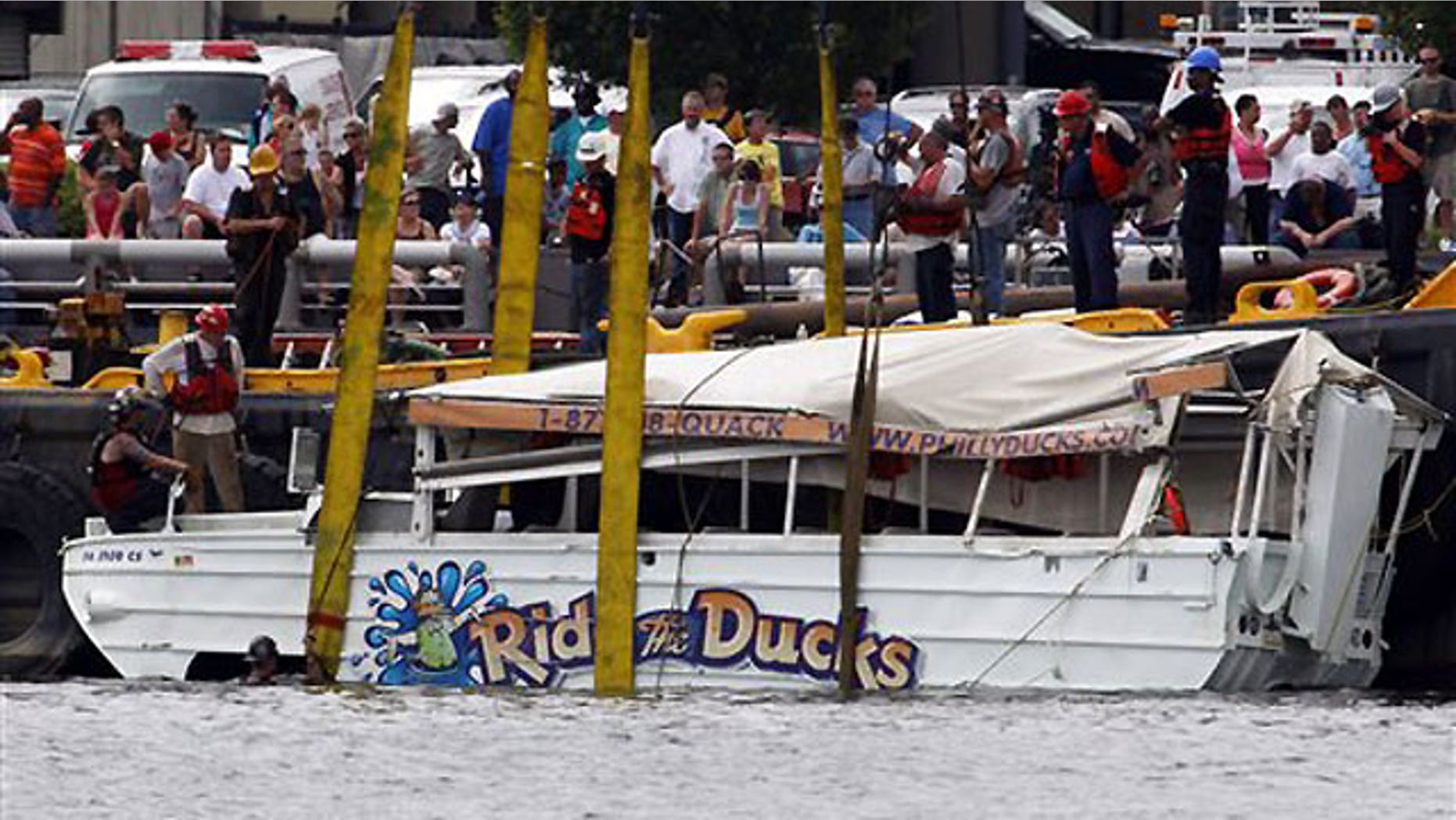 July 9: An amphibious craft is salvaged from the Delaware River in Philadelphia.