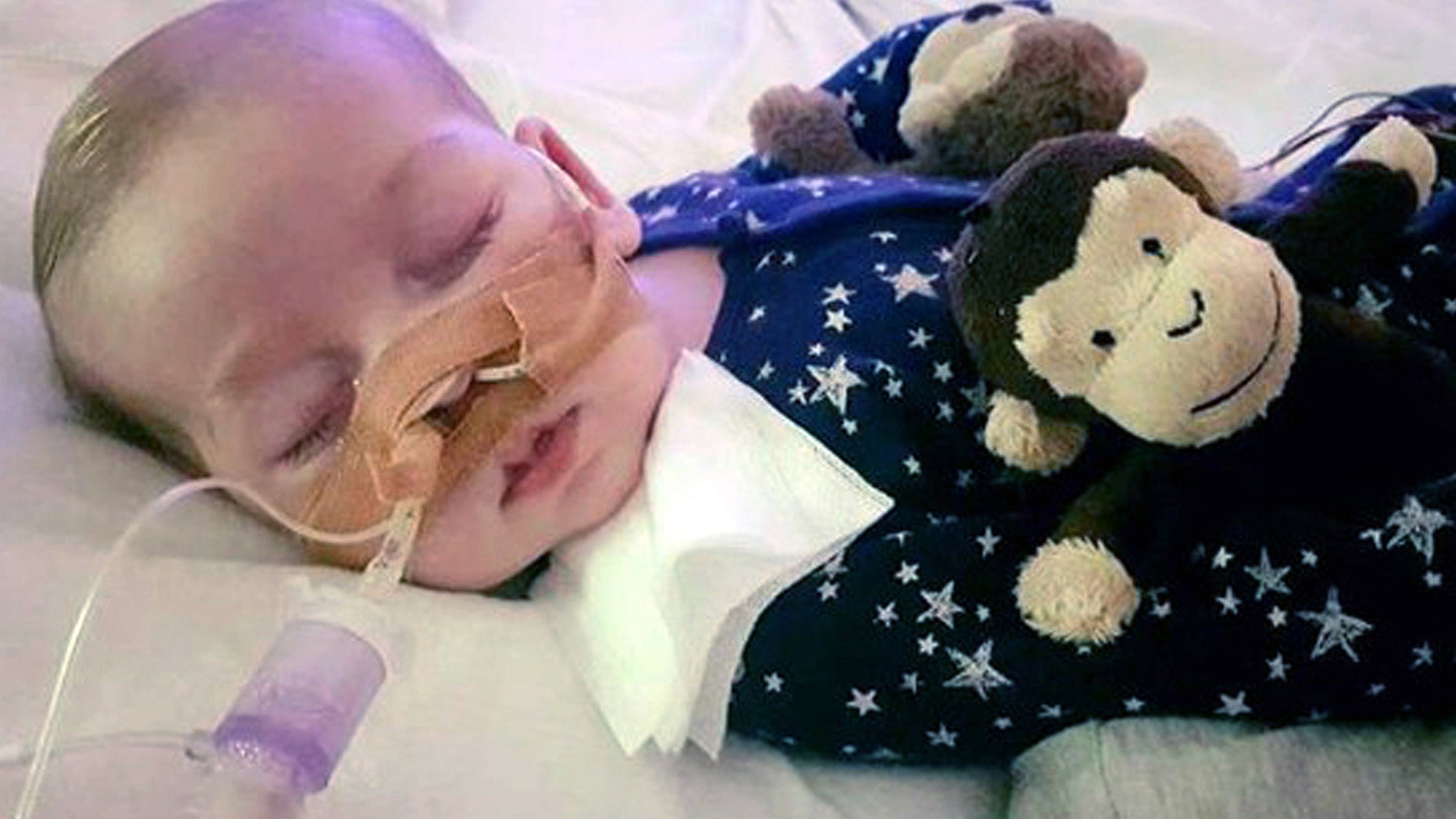 This is an undated hand out photo of Charlie Gard provided by his family, at Great Ormond Street Hospital, in London. The parents of a terminally-ill baby boy lost the final stage of their legal battle on Tuesday, June27, 2017 to take him out of a British hospital to receive treatment in the U.S., after a European court agreed with previous rulings that the baby should be taken off life support. (Family of Charlie Gard via AP)