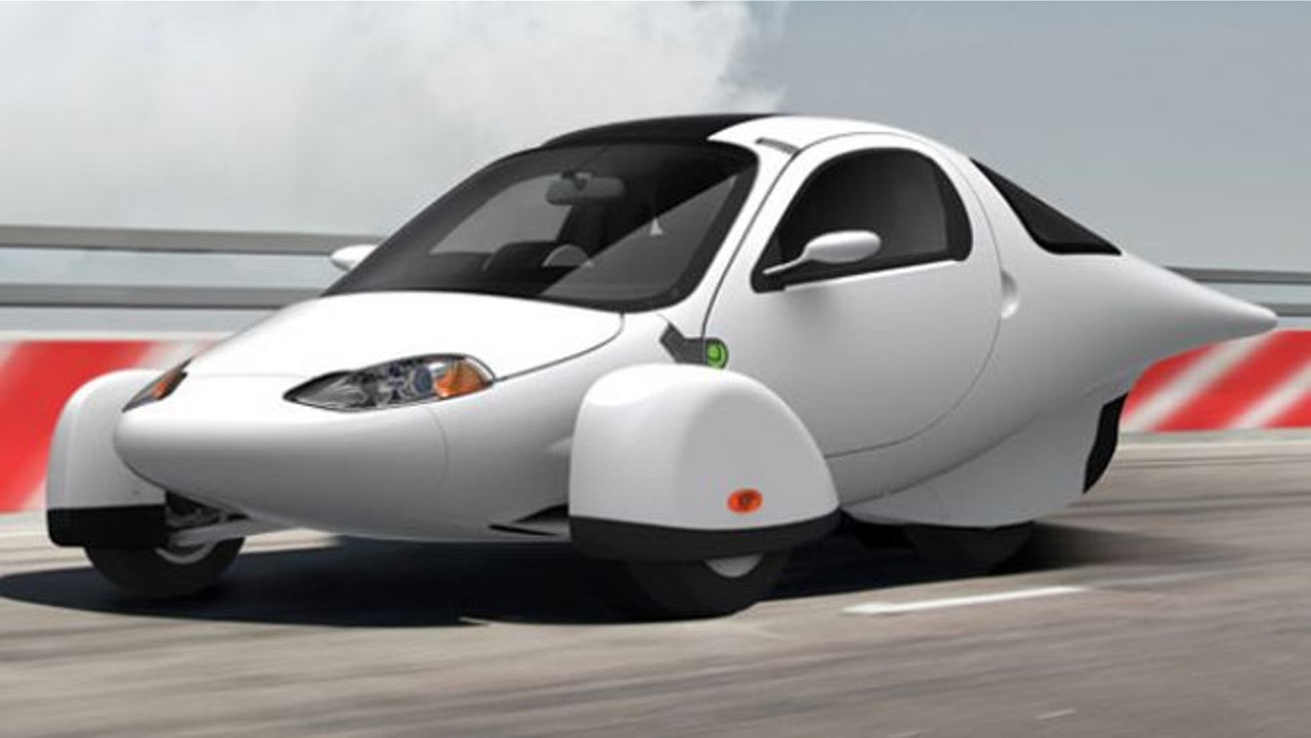 The Aptera 2e, a unique three-wheeled electric car.