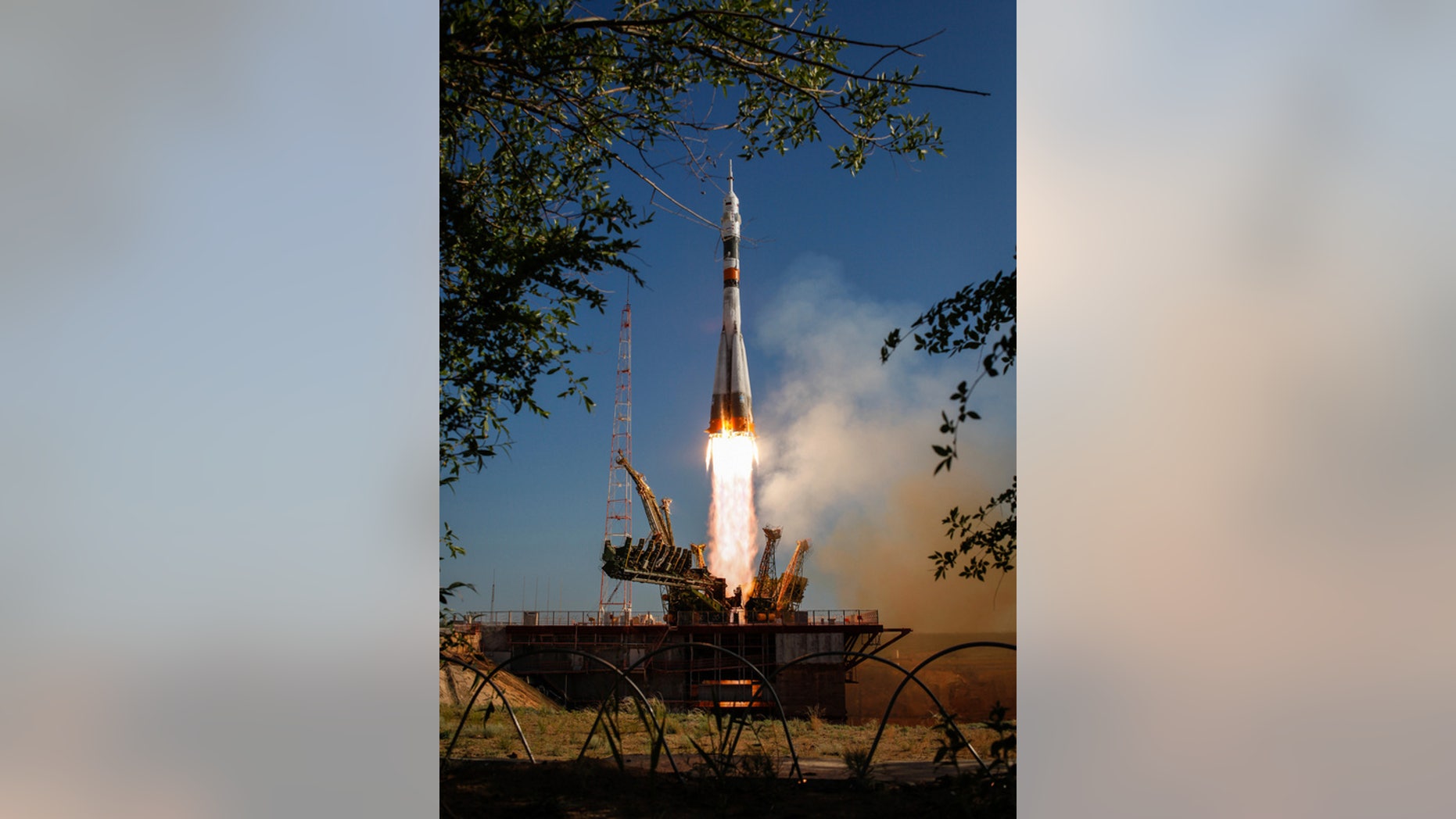 The Soyuz TMA-04M rocket launches from the Baikonur Cosmodrome in Kazakhstan on Tuesday, May 15, 2012 carrying Expedition 31 Soyuz Commander Gennady Padalka, NASA Flight Engineer Joseph Acaba and Flight Engineer Sergei Revin to the Internationa