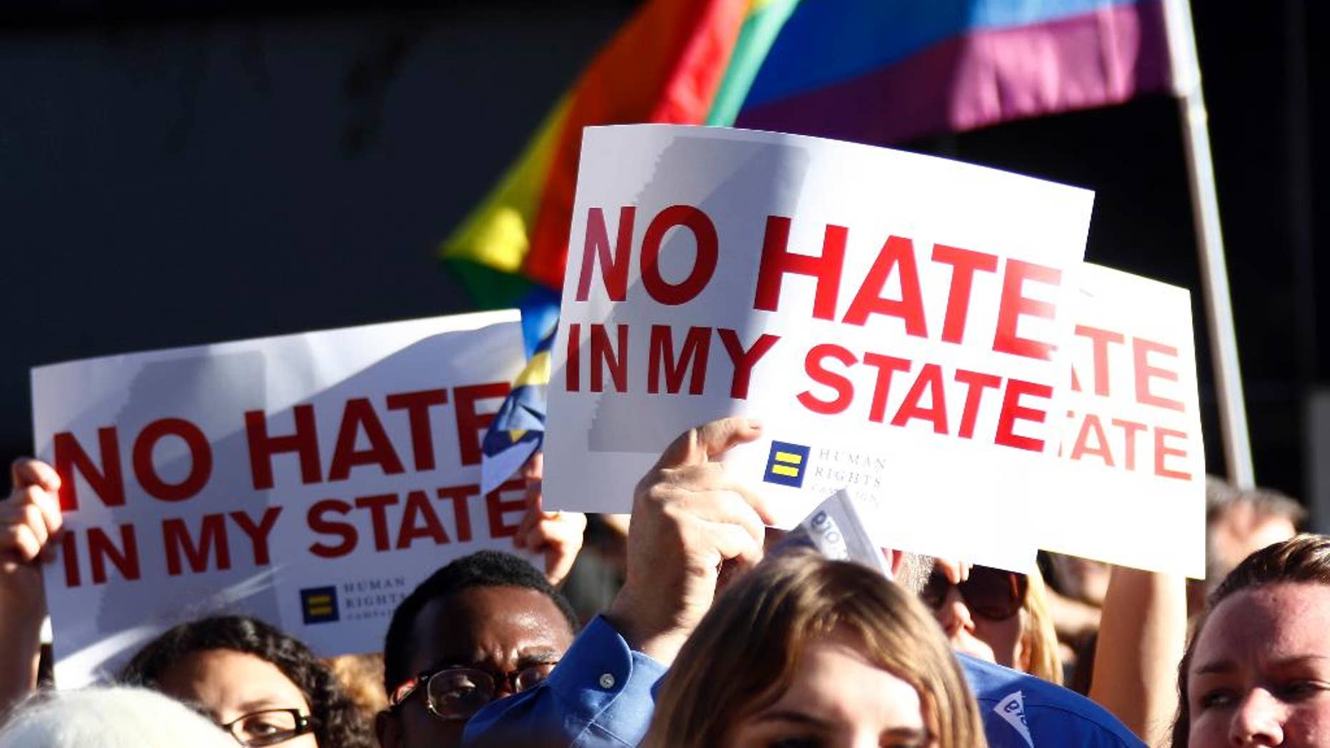 Protesters rallying outside the Governor's Mansion in Jackson on April 4.