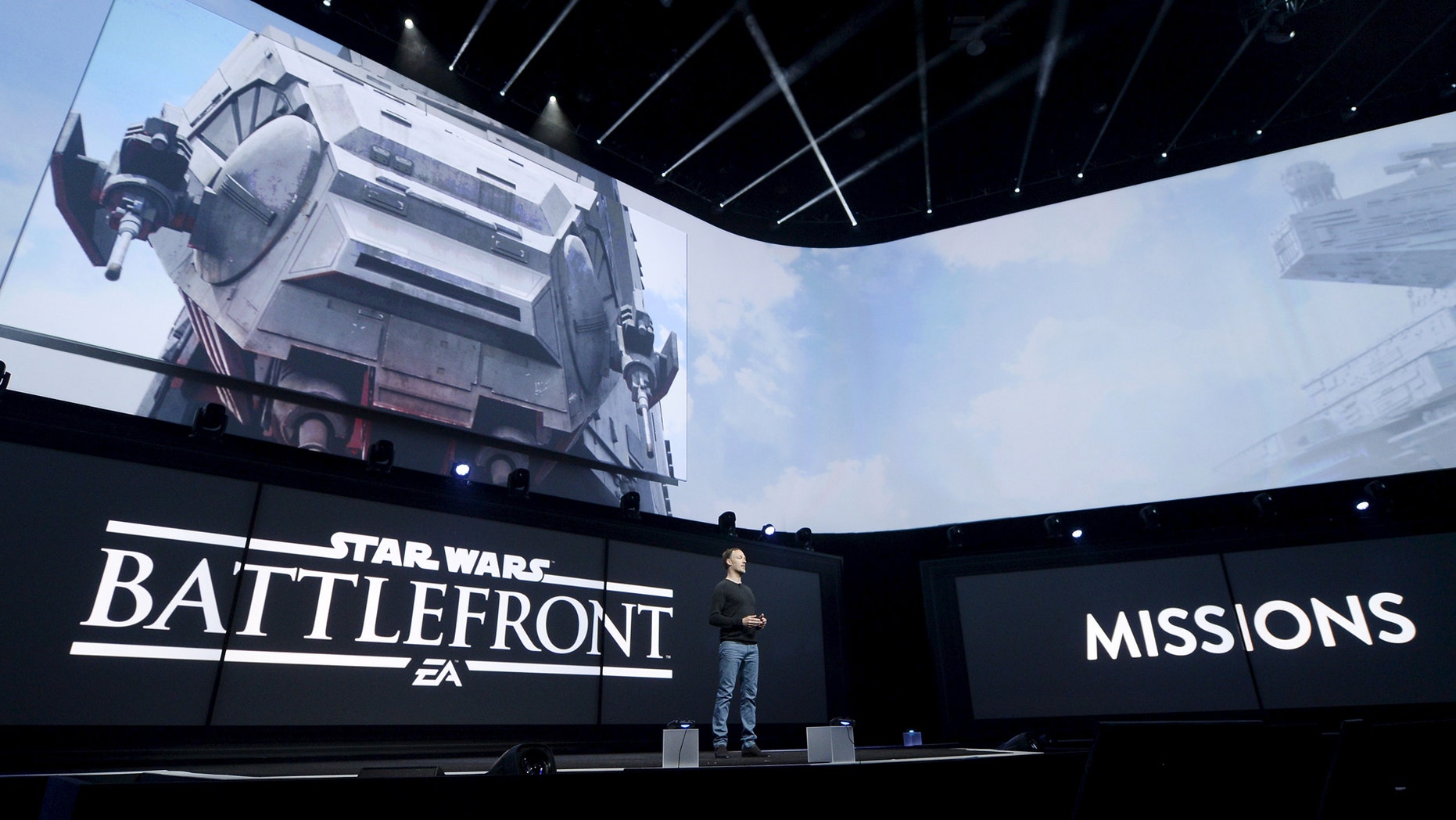 File photo: Patrick Bach, executive producer of DICE, introduces the "Star Wars Battlefront" video game at the Sony Playstation E3 conference in Los Angeles, California June 15, 2015. (REUTERS/Kevork Djansezian)