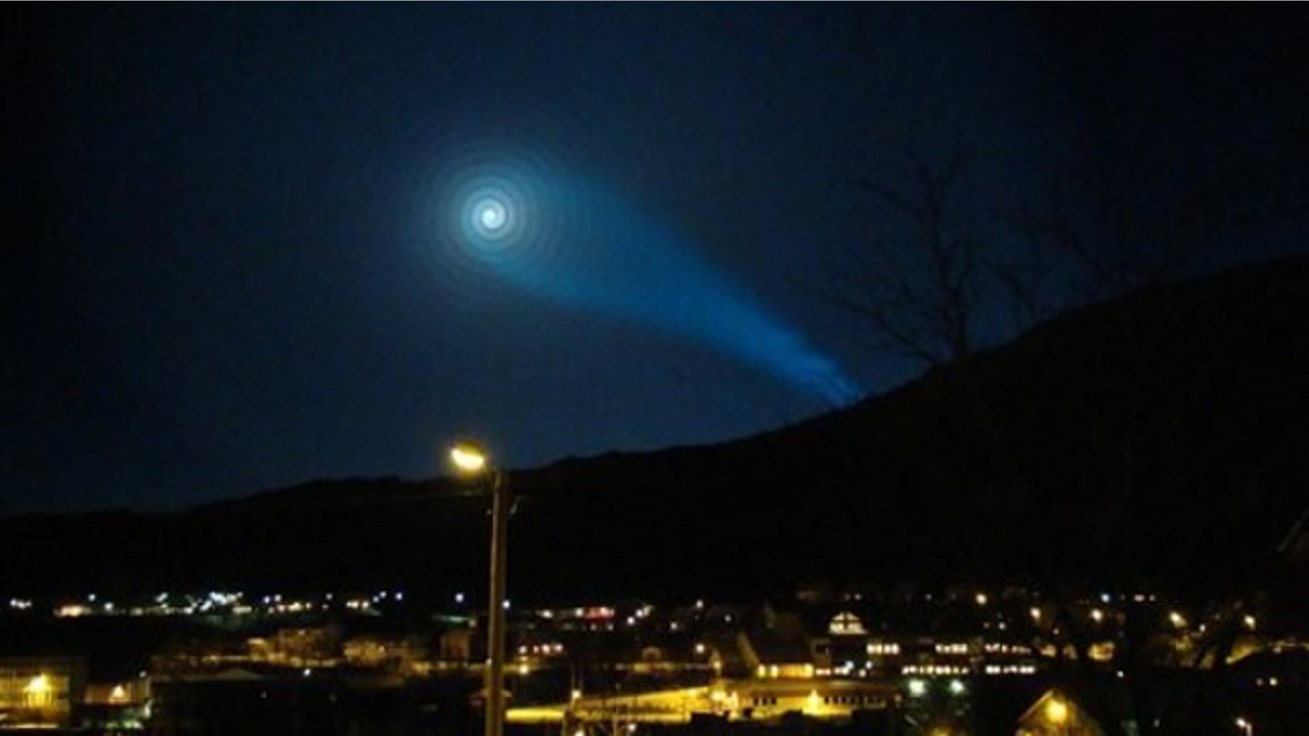 A strange light lit up the night sky above Norway Dec. 9, 2009, prompting UFO talk. The Russian army later explained that the light was caused by a failure of the Bulava intercontinental missile, which was being tested across the Norwegian-Russian border.