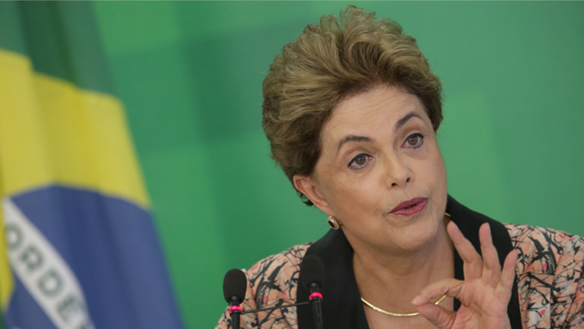 Rousseff during a press conference at the Planalto Presidential Palace in Brasilia, Tuesday, April 19, 2016.