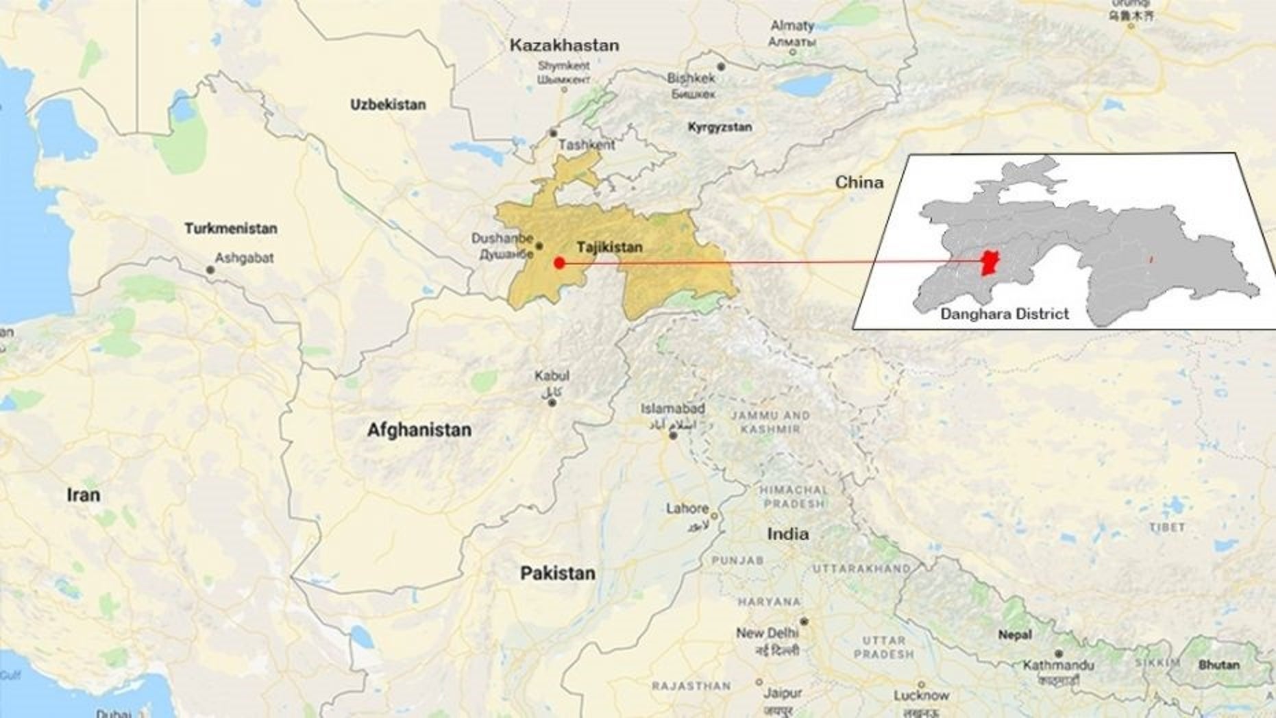 Душанбе на карте России