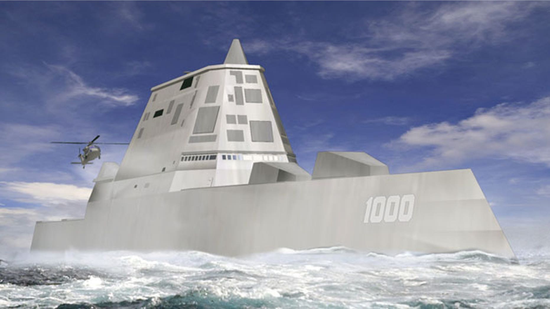 This file image released by Bath Iron Works shows a rendering of the DDG-1000 Zumwalt, the U.S. Navy's next-generation destroyer, which has been funded to be built at Bath Iron Works in Maine and at Northrop Grumman's shipyard in Pascagoula, Miss.