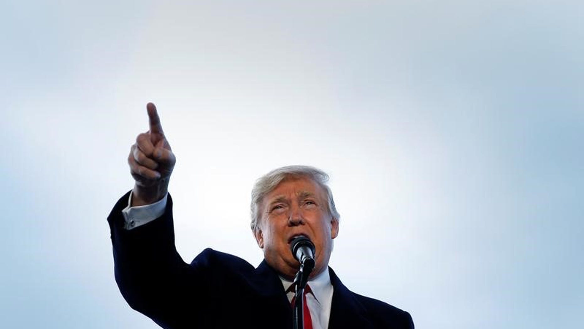 Republican presidential nominee Donald Trump attends a campaign event in Wilmington