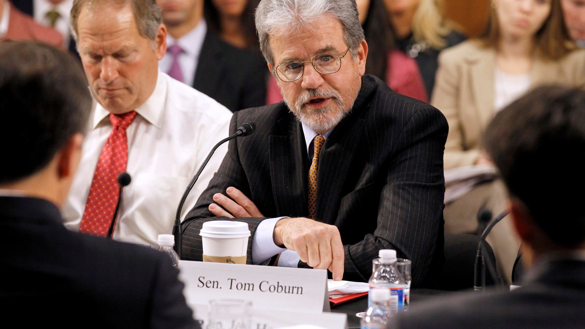 Dec. 1: Sen. Tom Coburn, R-Okla., speaks during a meeting of the commission on Capitol Hill.