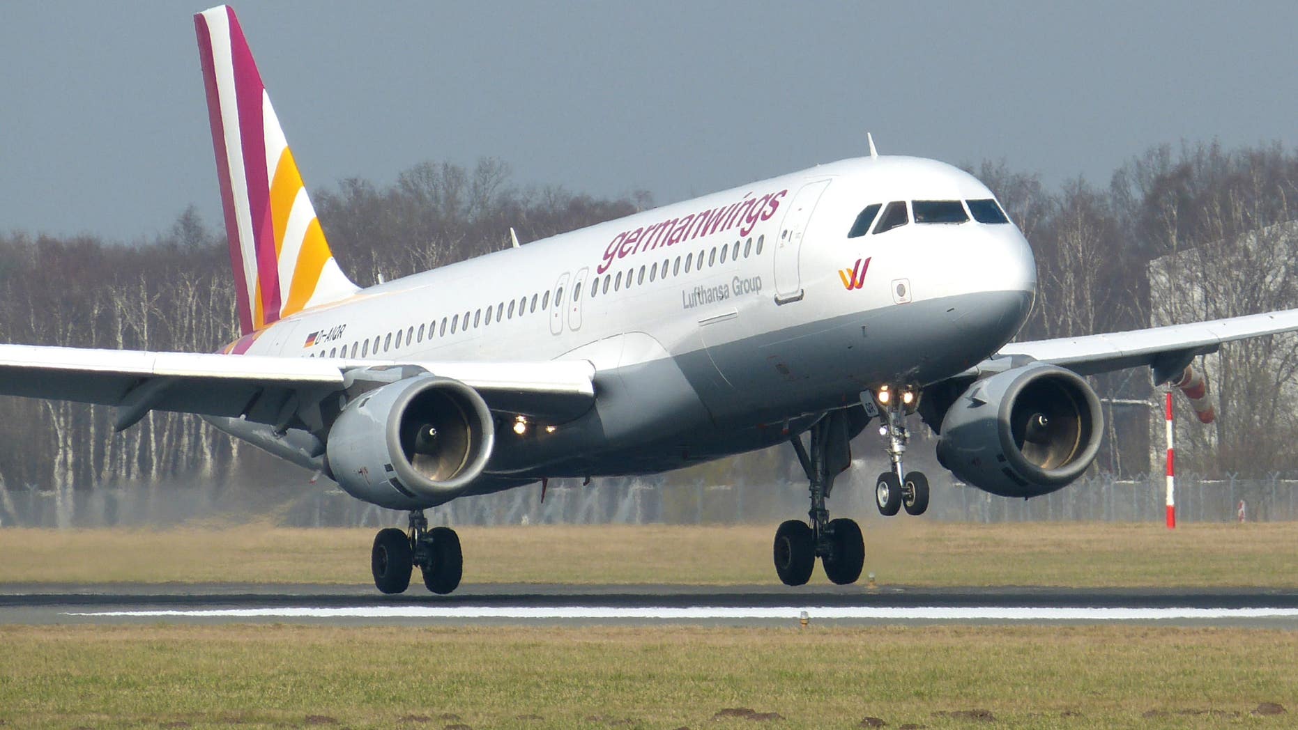 An Airbus A320 of German airline Germanwings as it lands at the airport in Hamburg, northern Germany.